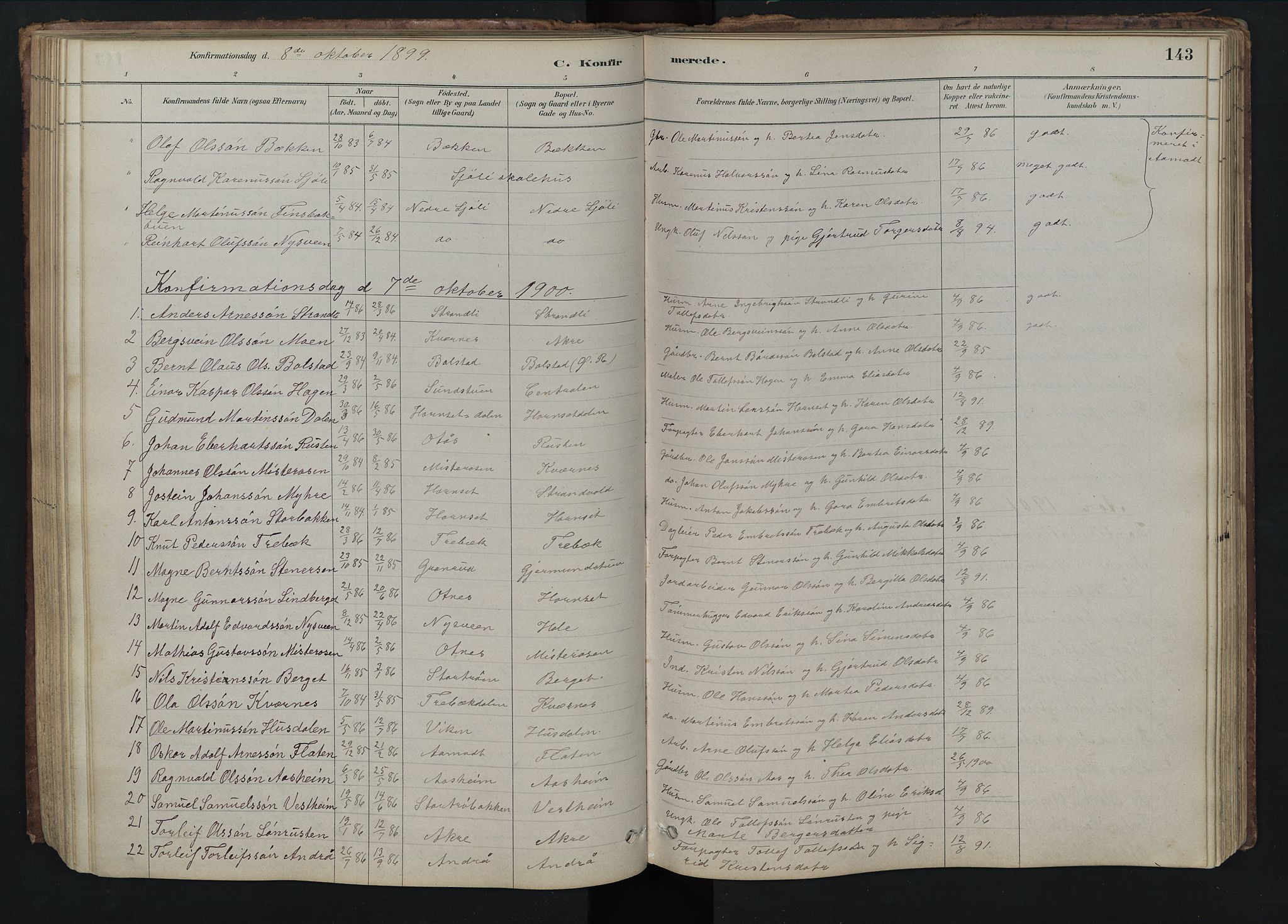 Rendalen prestekontor, SAH/PREST-054/H/Ha/Hab/L0009: Parish register (copy) no. 9, 1879-1902, p. 143