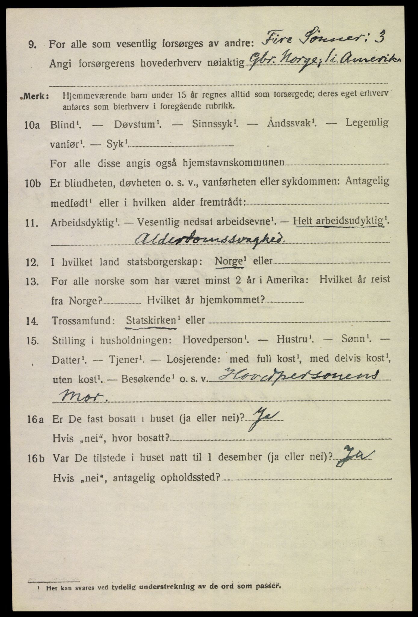 SAK, 1920 census for Austad, 1920, p. 1866