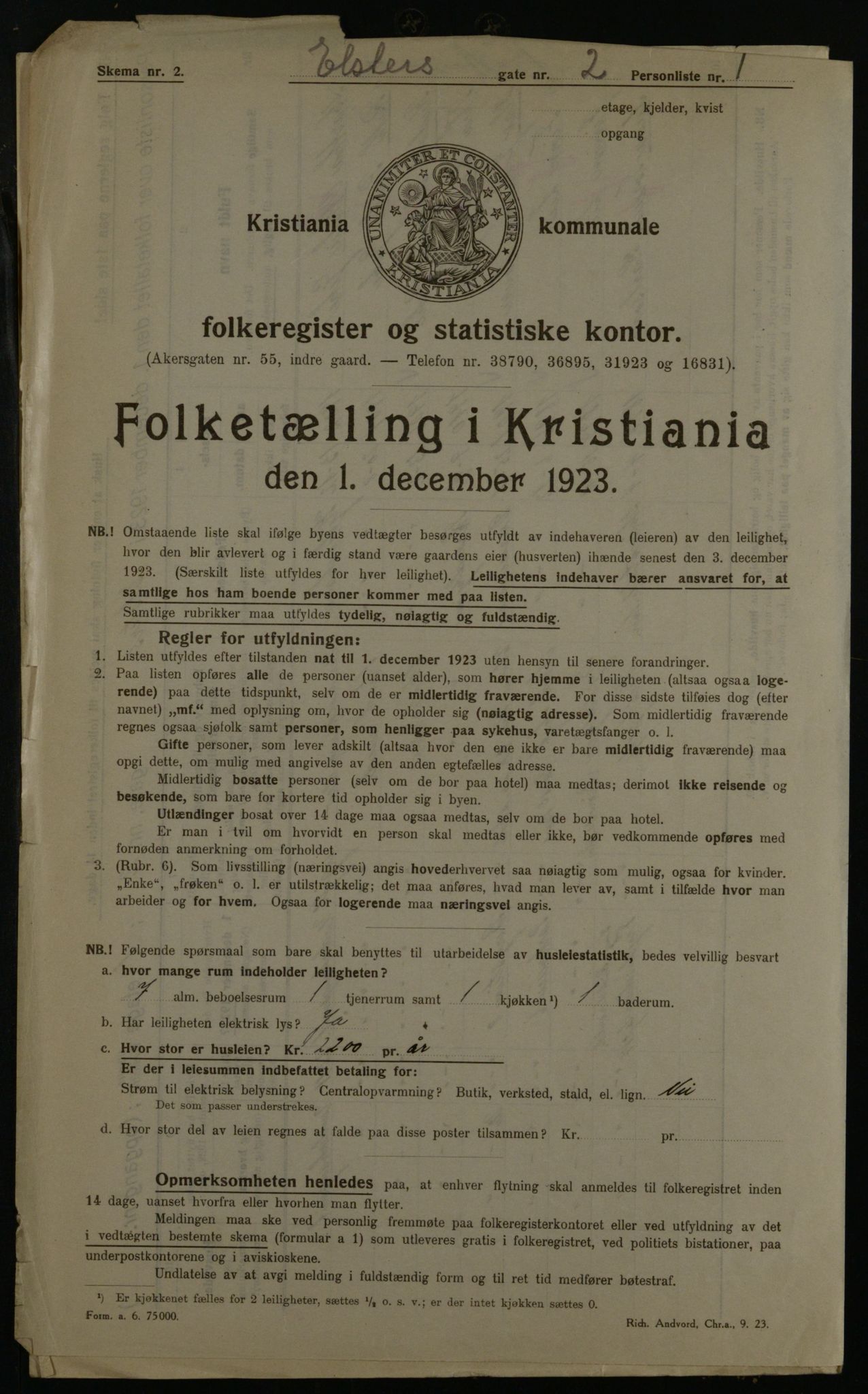 OBA, Municipal Census 1923 for Kristiania, 1923, p. 23225