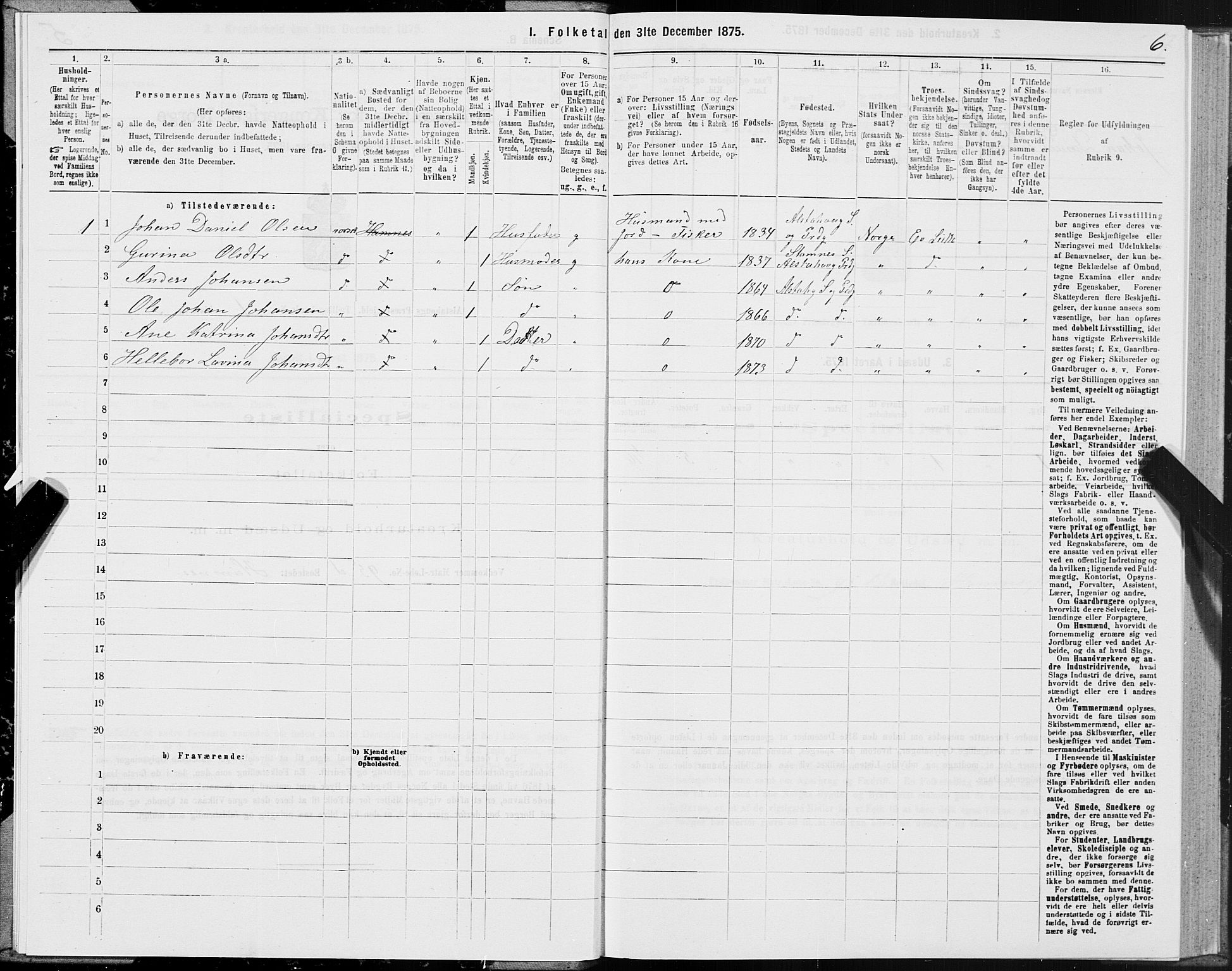 SAT, 1875 census for 1820P Alstahaug, 1875, p. 1006