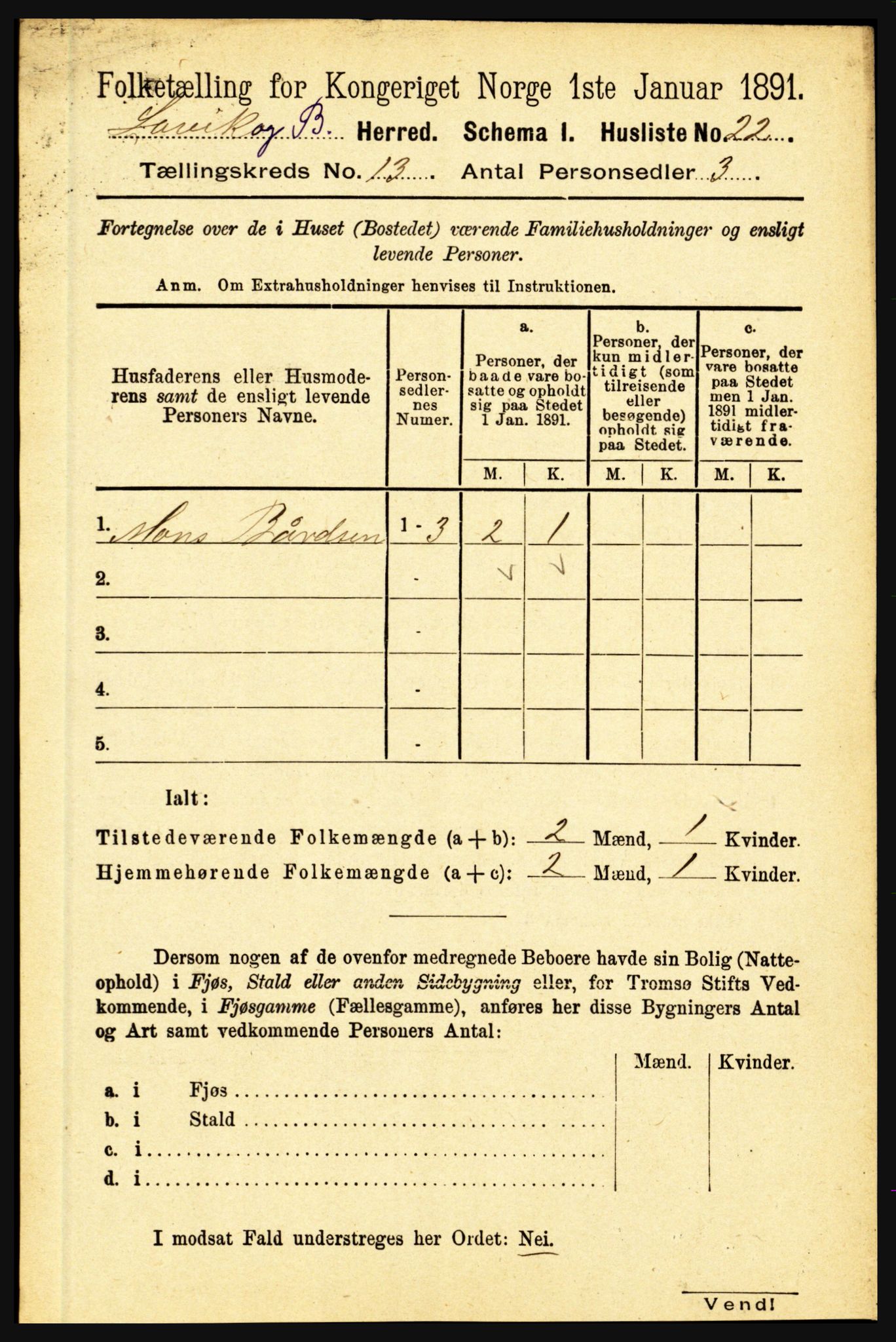 RA, 1891 census for 1415 Lavik og Brekke, 1891, p. 2513