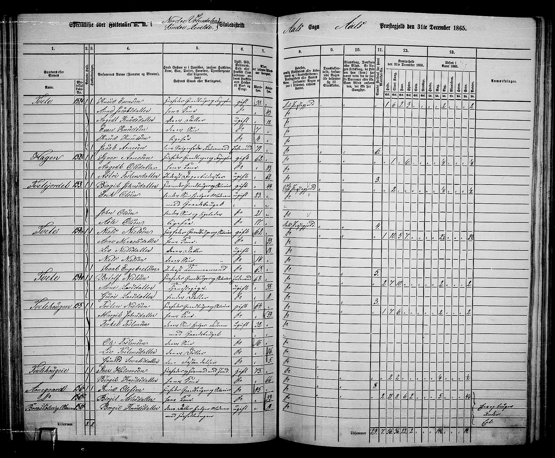 RA, 1865 census for Ål, 1865, p. 99