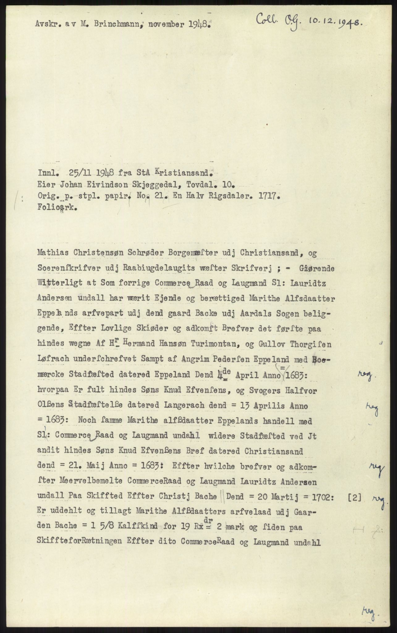 Samlinger til kildeutgivelse, Diplomavskriftsamlingen, RA/EA-4053/H/Ha, p. 2106