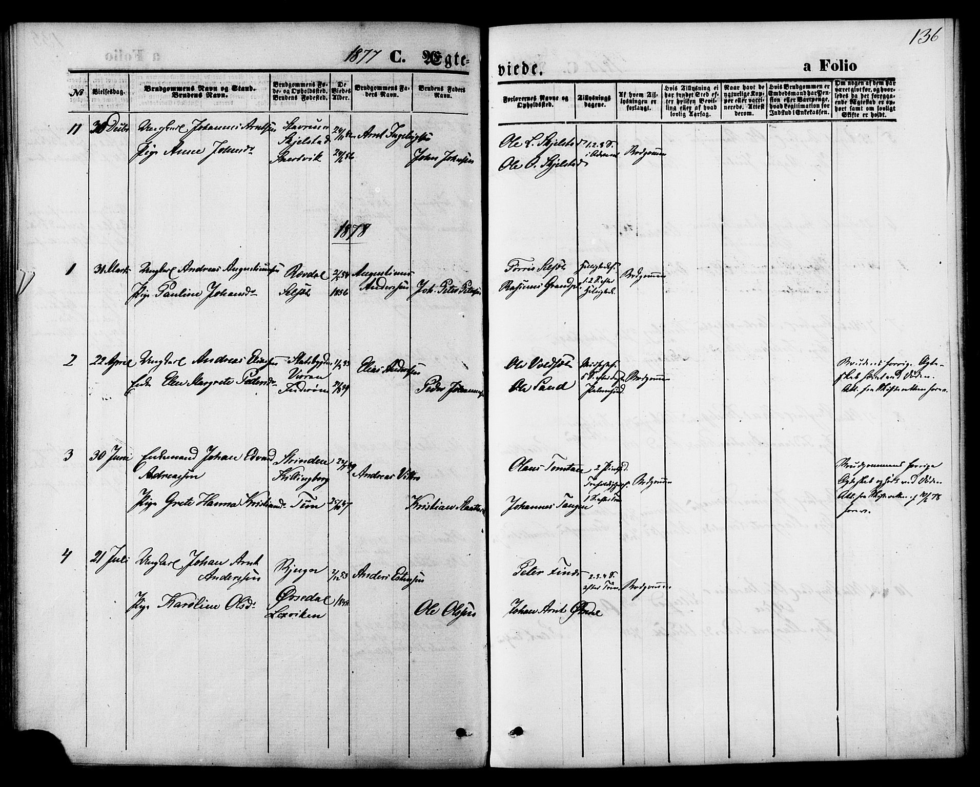 Ministerialprotokoller, klokkerbøker og fødselsregistre - Nord-Trøndelag, SAT/A-1458/744/L0419: Parish register (official) no. 744A03, 1867-1881, p. 136