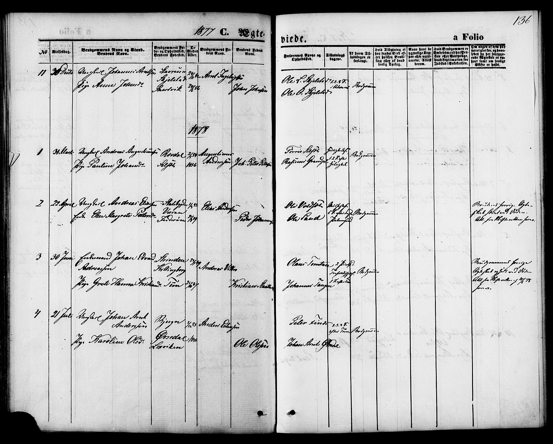 Ministerialprotokoller, klokkerbøker og fødselsregistre - Nord-Trøndelag, AV/SAT-A-1458/744/L0419: Parish register (official) no. 744A03, 1867-1881, p. 136