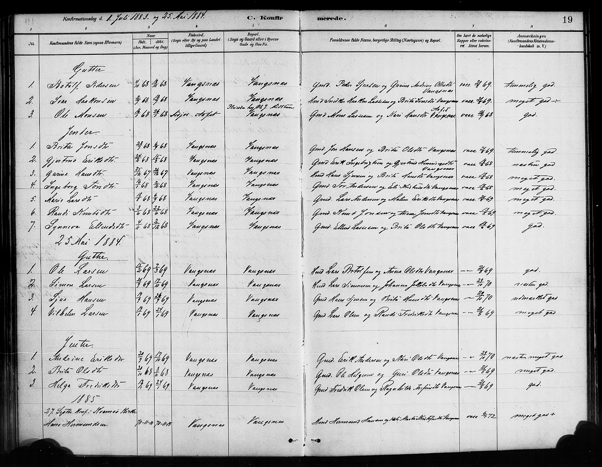 Balestrand sokneprestembete, AV/SAB-A-79601/H/Haa/Haaa/L0004: Parish register (official) no. A 4 / 3, 1879-1888, p. 19