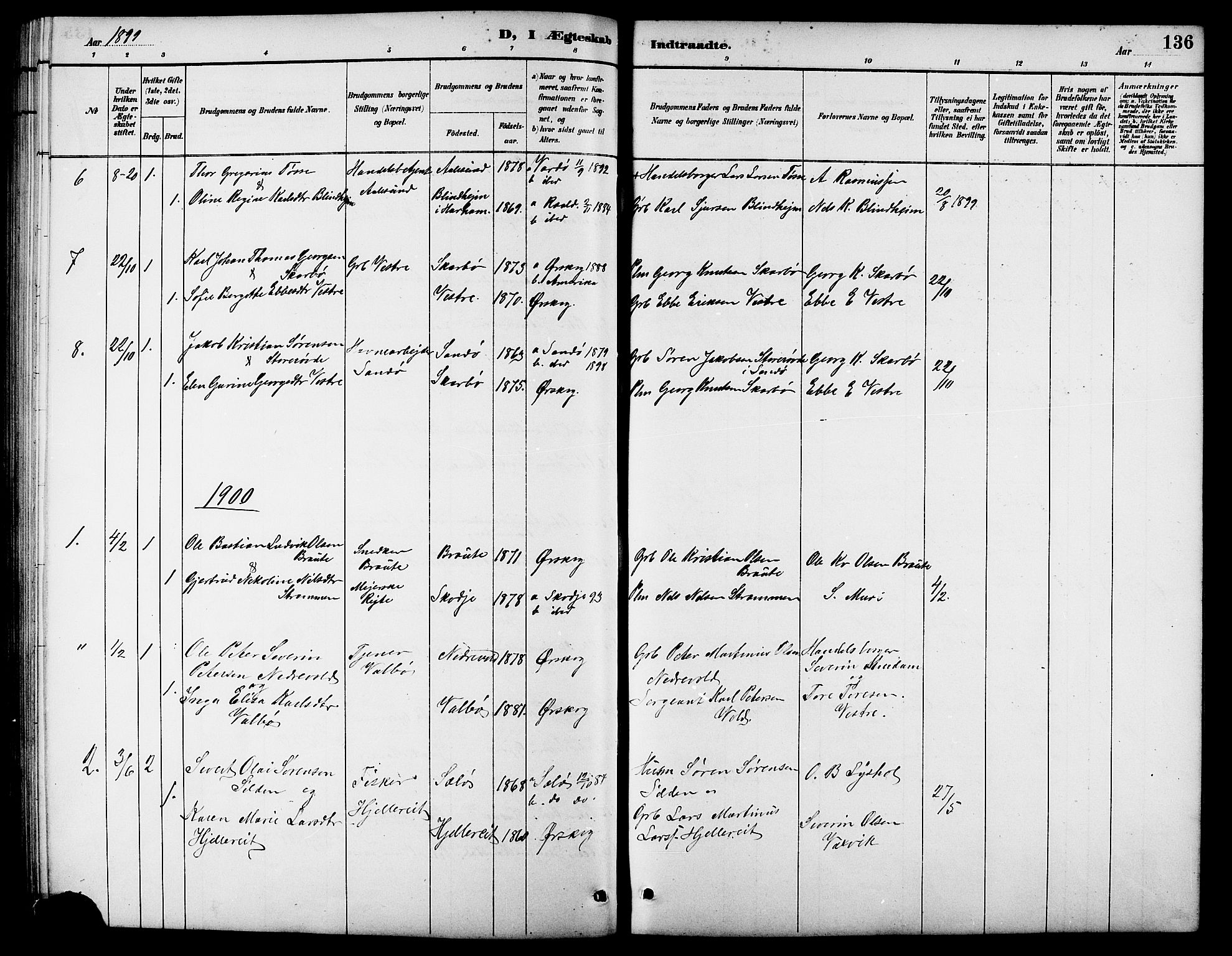 Ministerialprotokoller, klokkerbøker og fødselsregistre - Møre og Romsdal, AV/SAT-A-1454/522/L0327: Parish register (copy) no. 522C06, 1890-1915, p. 136