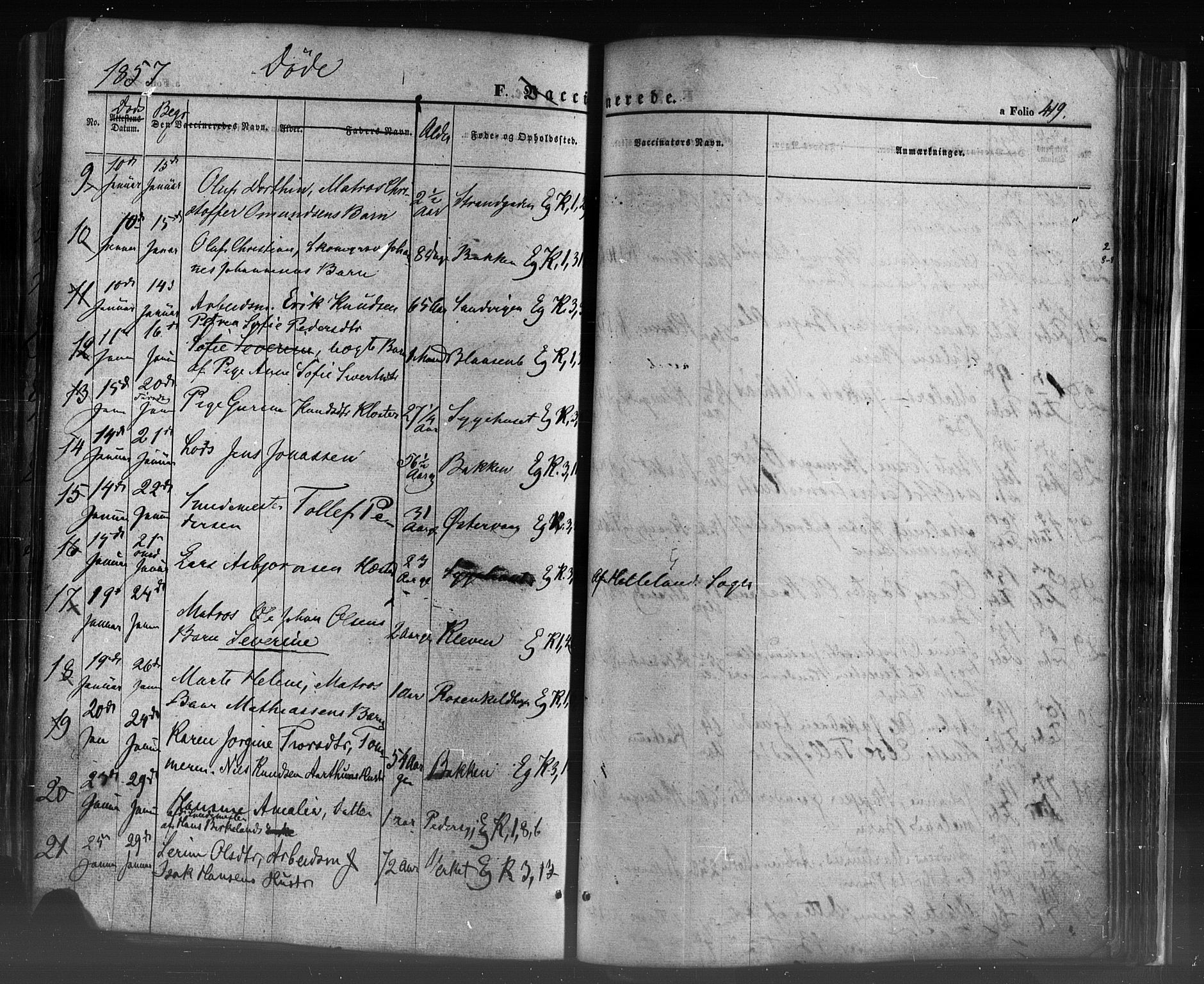 Domkirken sokneprestkontor, AV/SAST-A-101812/001/30/30BB/L0009: Parish register (copy) no. B 9, 1850-1858, p. 419