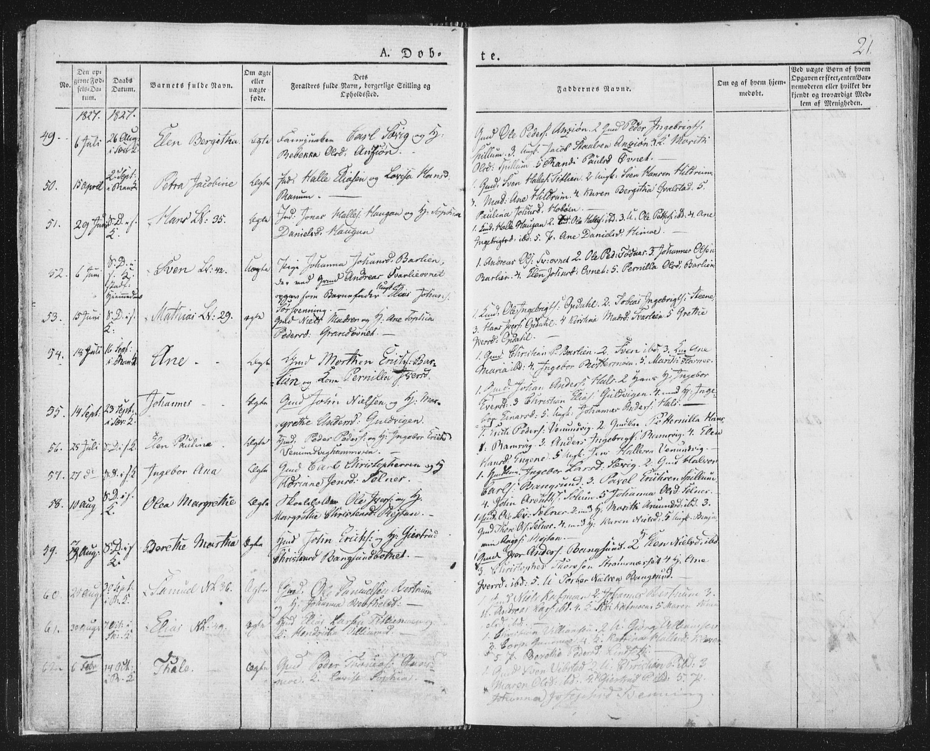 Ministerialprotokoller, klokkerbøker og fødselsregistre - Nord-Trøndelag, AV/SAT-A-1458/764/L0551: Parish register (official) no. 764A07a, 1824-1864, p. 21