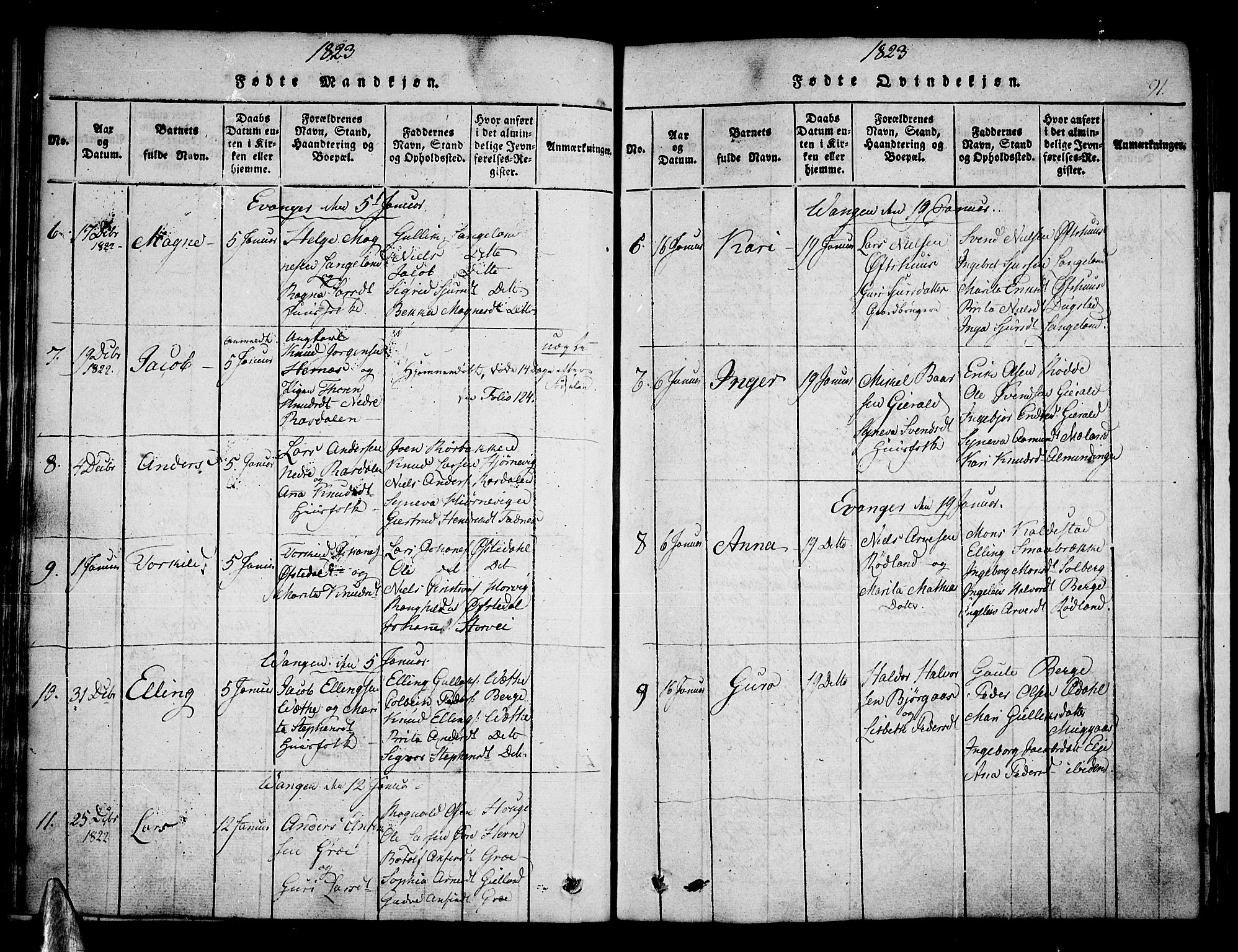 Voss sokneprestembete, AV/SAB-A-79001/H/Haa: Parish register (official) no. A 11, 1816-1827, p. 91