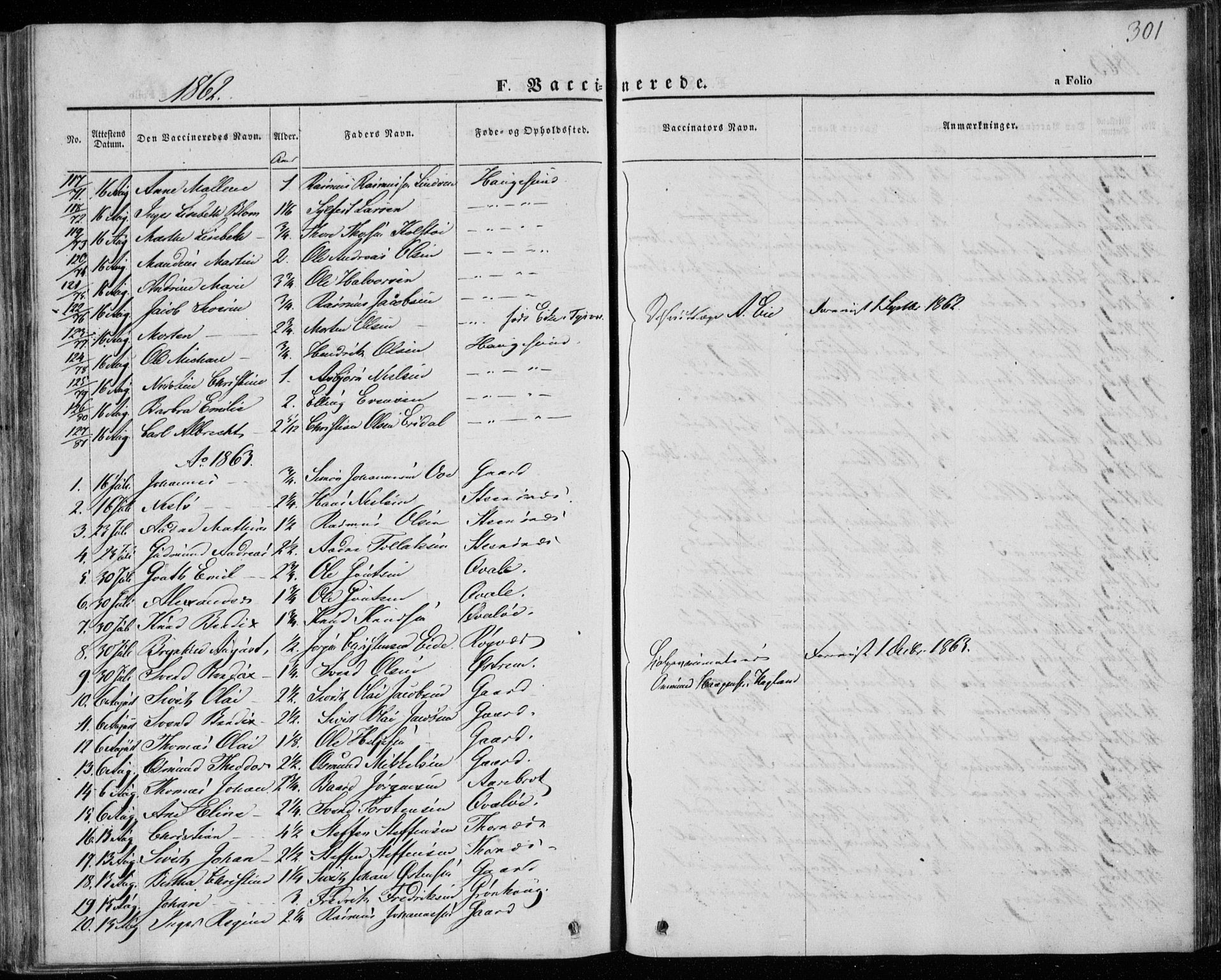 Torvastad sokneprestkontor, AV/SAST-A -101857/H/Ha/Haa/L0011: Parish register (official) no. A 11, 1857-1866, p. 301