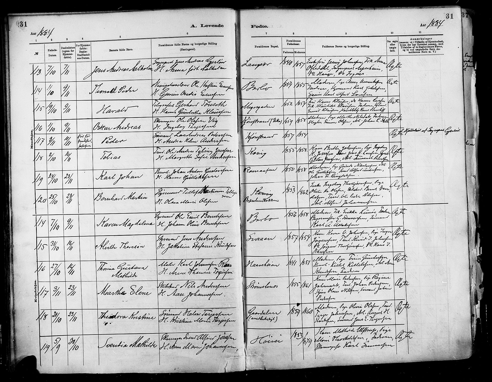 Barbu sokneprestkontor, SAK/1111-0003/F/Fa/L0002: Parish register (official) no. A 2, 1883-1898, p. 31