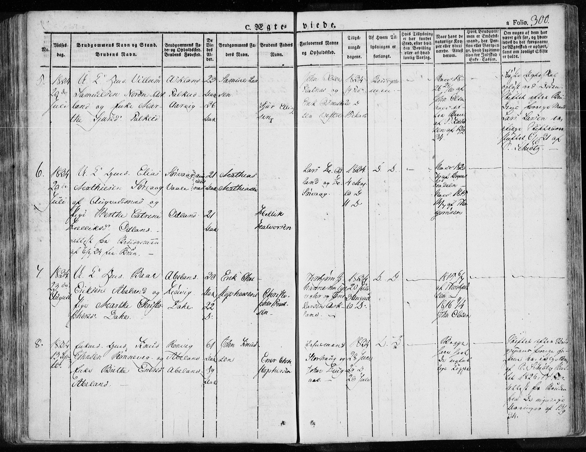 Tysvær sokneprestkontor, AV/SAST-A -101864/H/Ha/Haa/L0001: Parish register (official) no. A 1.1, 1831-1856, p. 300