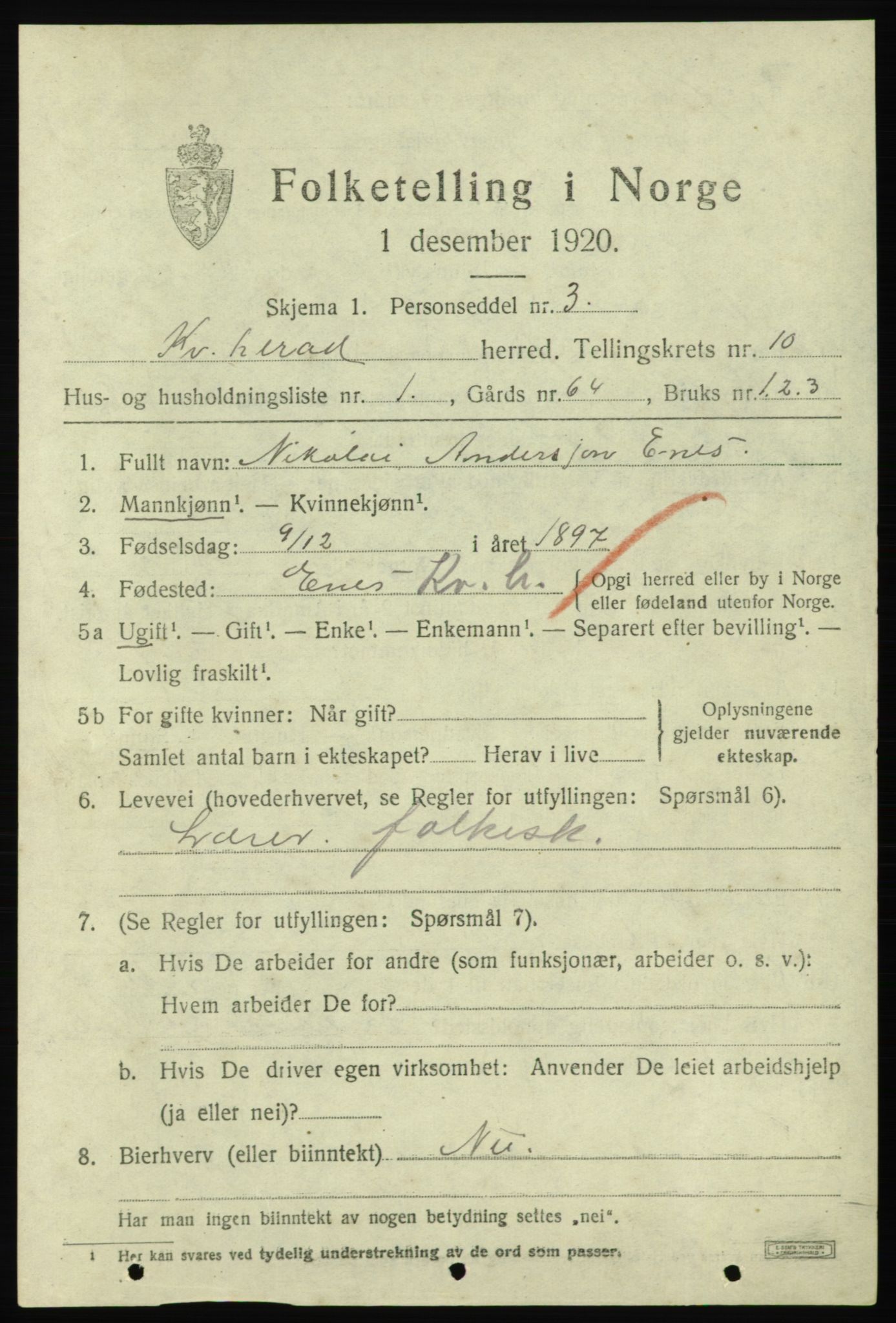 SAB, 1920 census for Kvinnherad, 1920, p. 6902