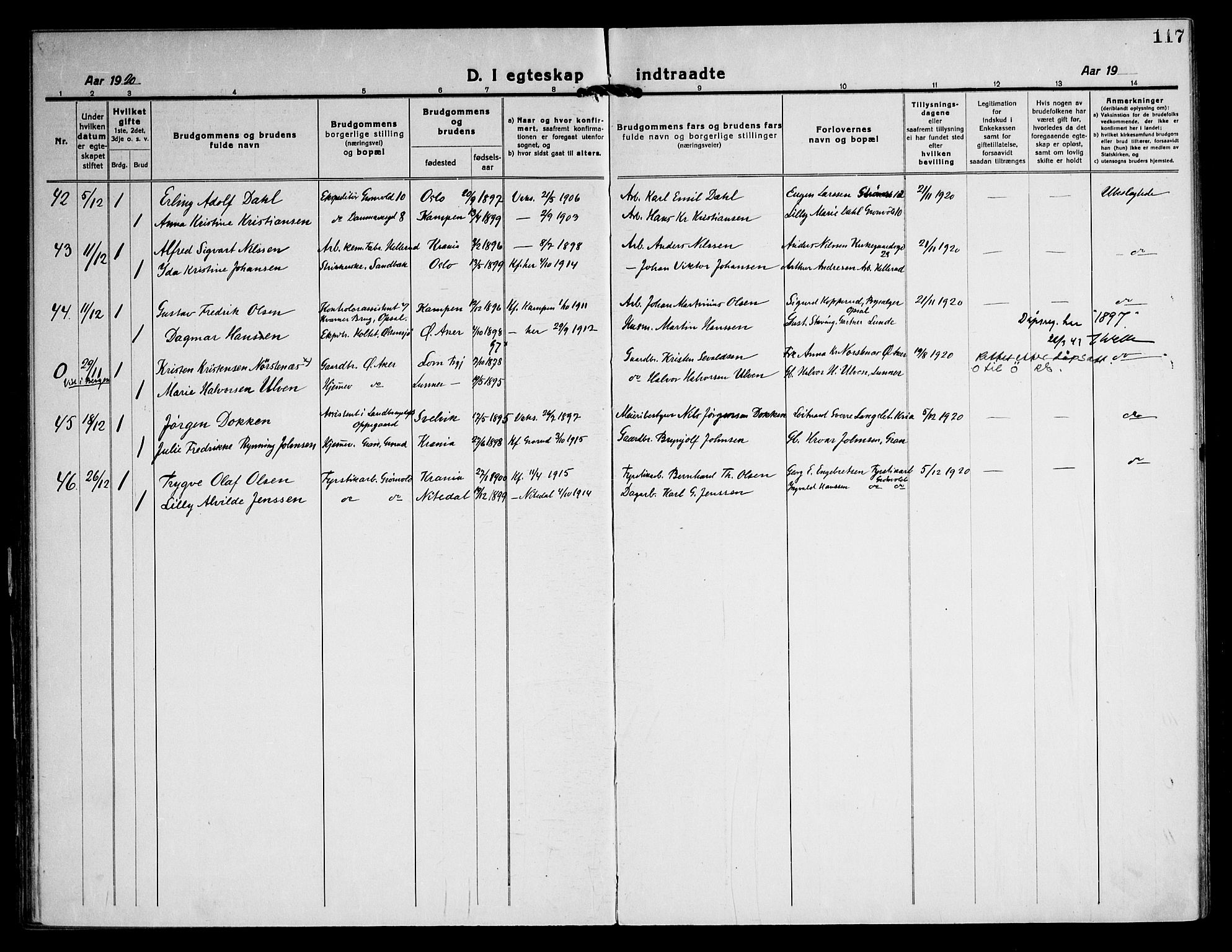 Østre Aker prestekontor Kirkebøker, SAO/A-10840/F/Fa/L0013: Parish register (official) no. I 13, 1918-1929, p. 117