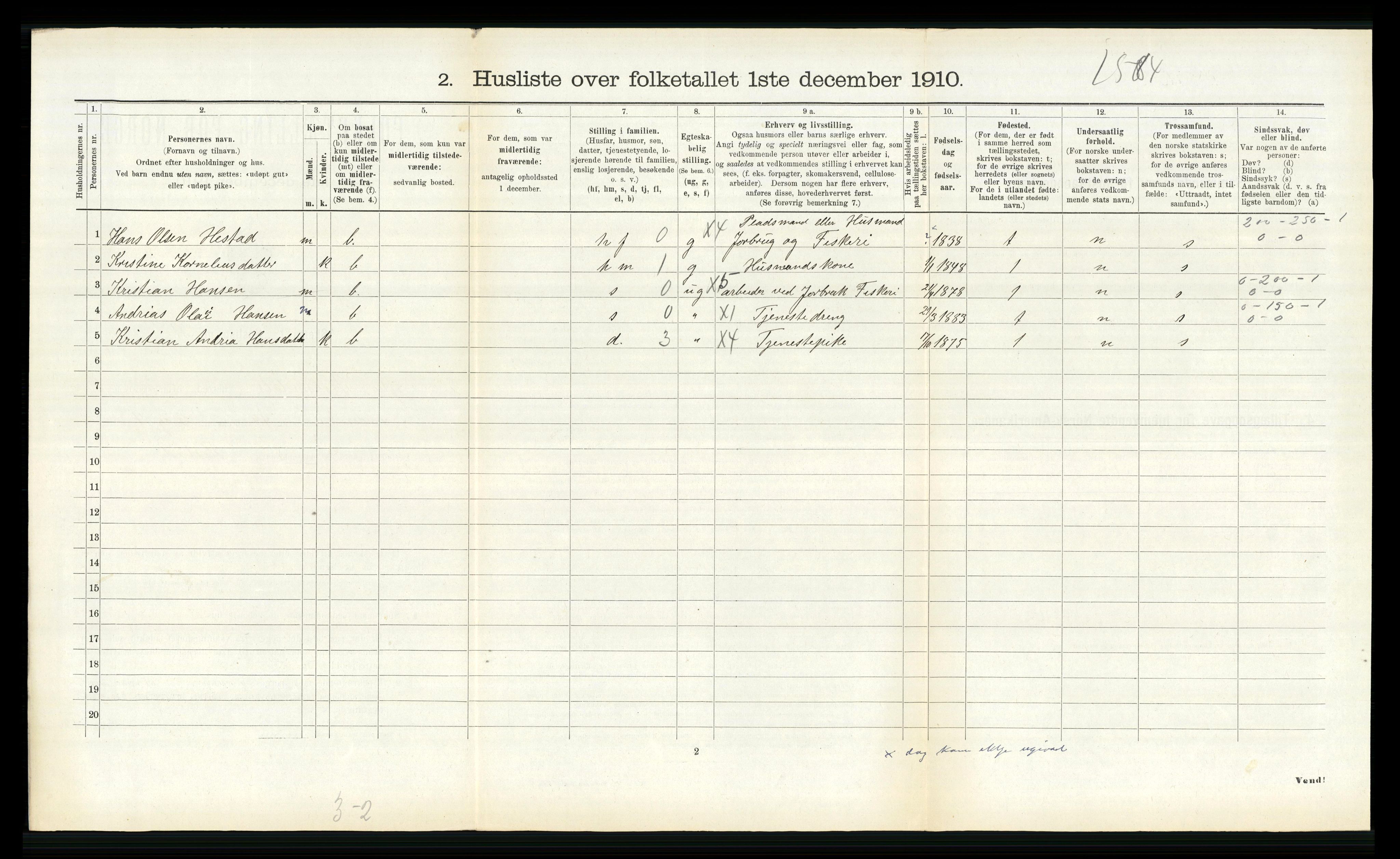 RA, 1910 census for Ytre Holmedal, 1910, p. 629