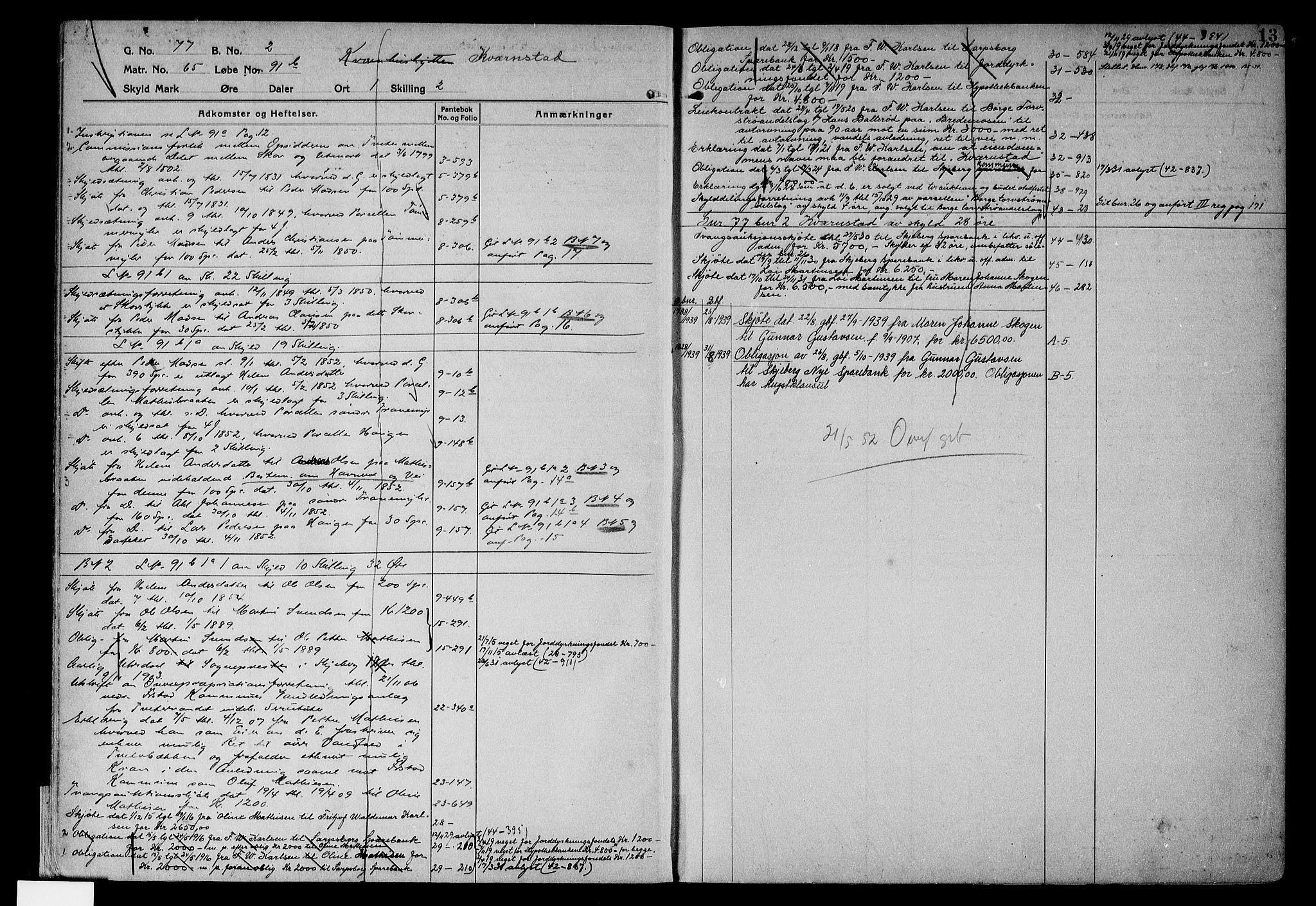 Tune sorenskriveri, AV/SAO-A-10470/G/Ga/Gab/Gabf/L0002a: Mortgage register no. VI 2a, 1910-1953, p. 13