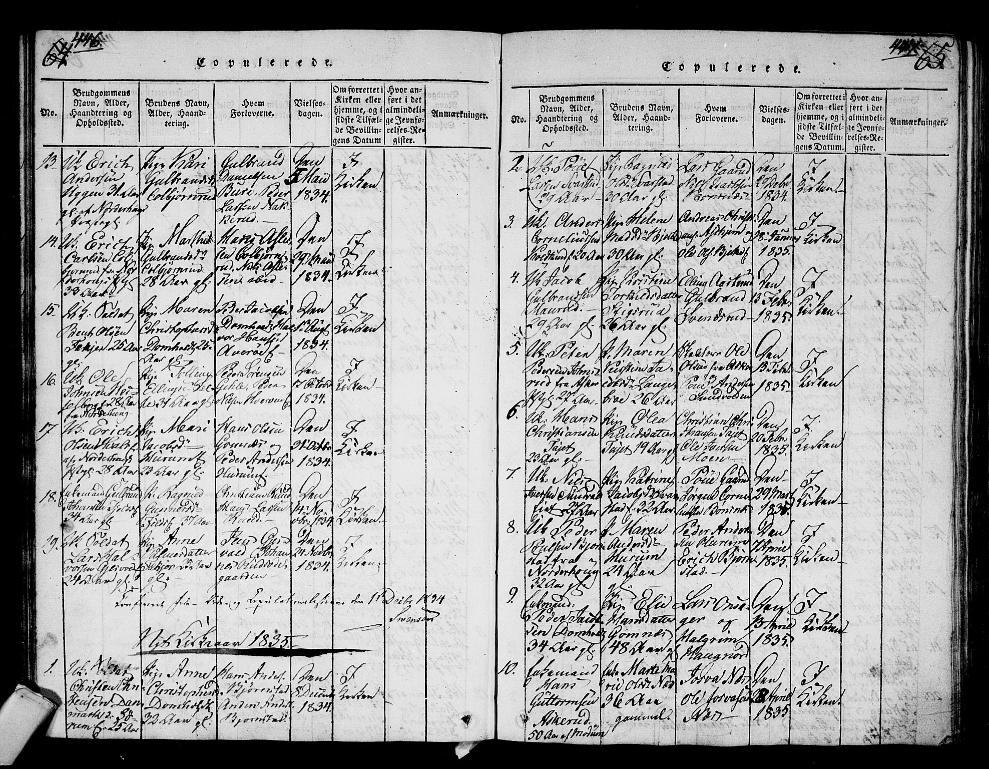 Hole kirkebøker, SAKO/A-228/G/Ga/L0001: Parish register (copy) no. I 1, 1814-1842, p. 446-447