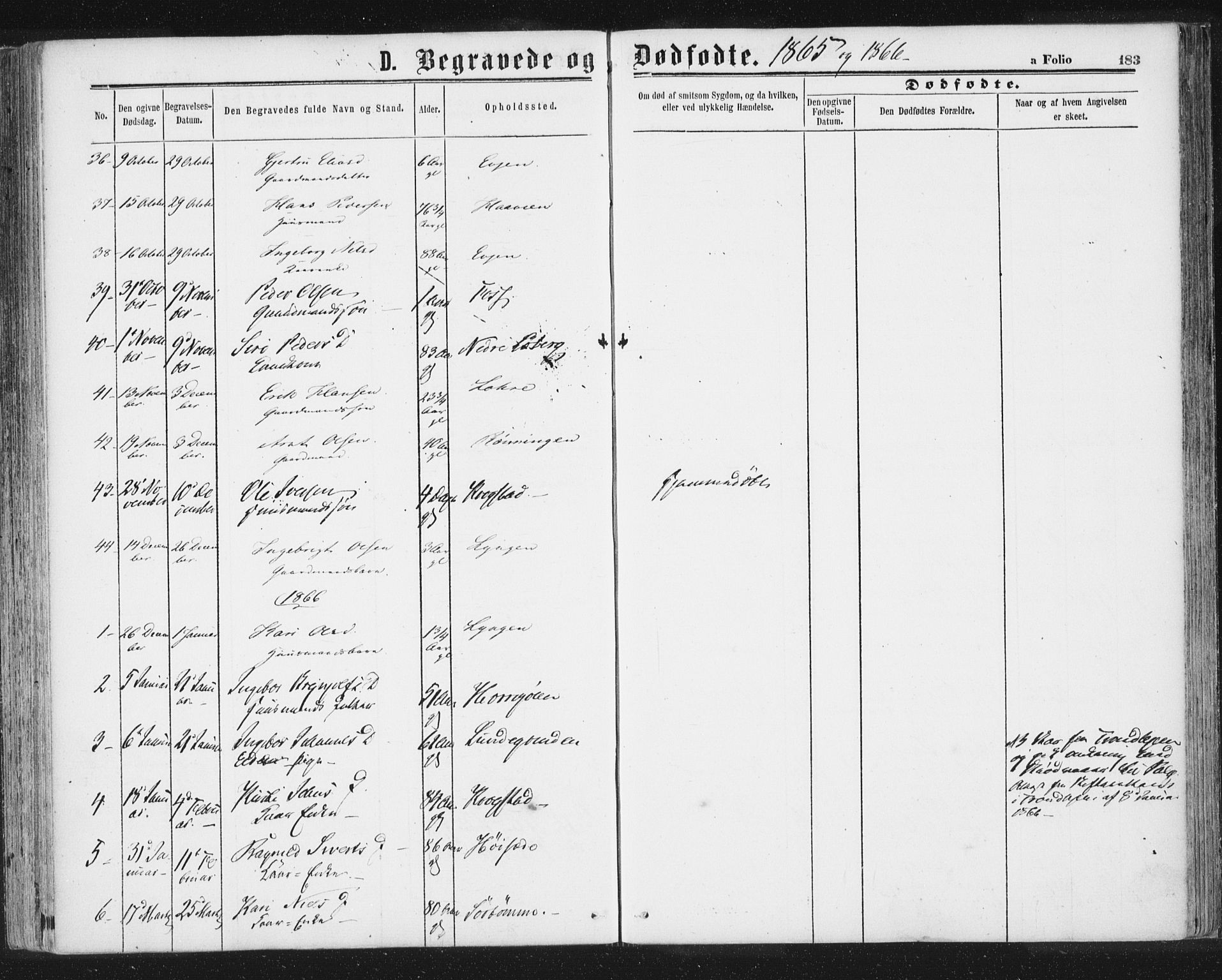 Ministerialprotokoller, klokkerbøker og fødselsregistre - Sør-Trøndelag, SAT/A-1456/692/L1104: Parish register (official) no. 692A04, 1862-1878, p. 183