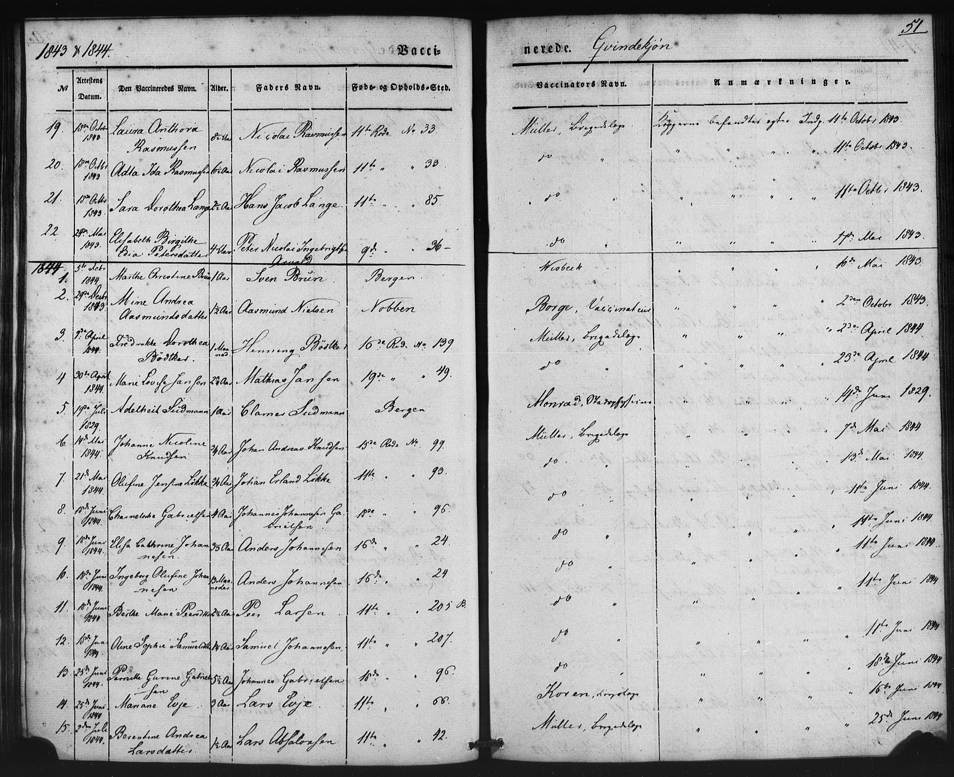 Domkirken sokneprestembete, SAB/A-74801/H/Haa/L0046: Parish register (official) no. F 1, 1841-1852, p. 51