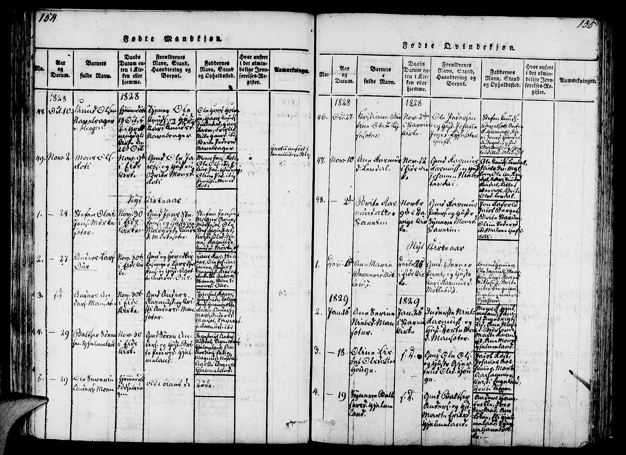 Eid sokneprestembete, SAB/A-82301/H/Haa/Haaa/L0005: Parish register (official) no. A 5, 1816-1830, p. 154-155