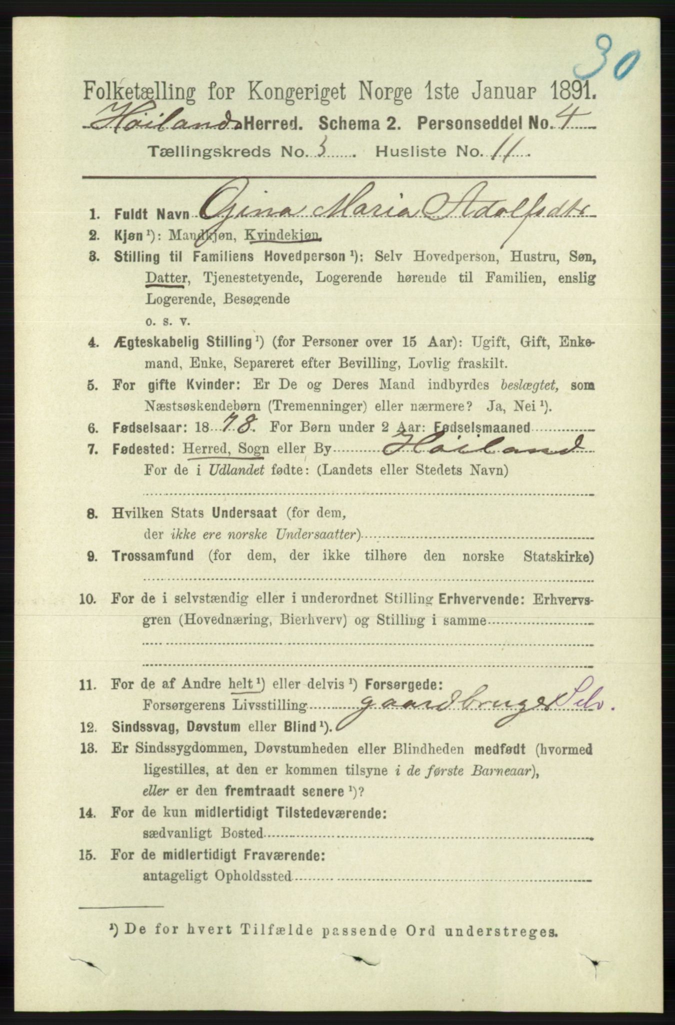 RA, 1891 census for 1123 Høyland, 1891, p. 757