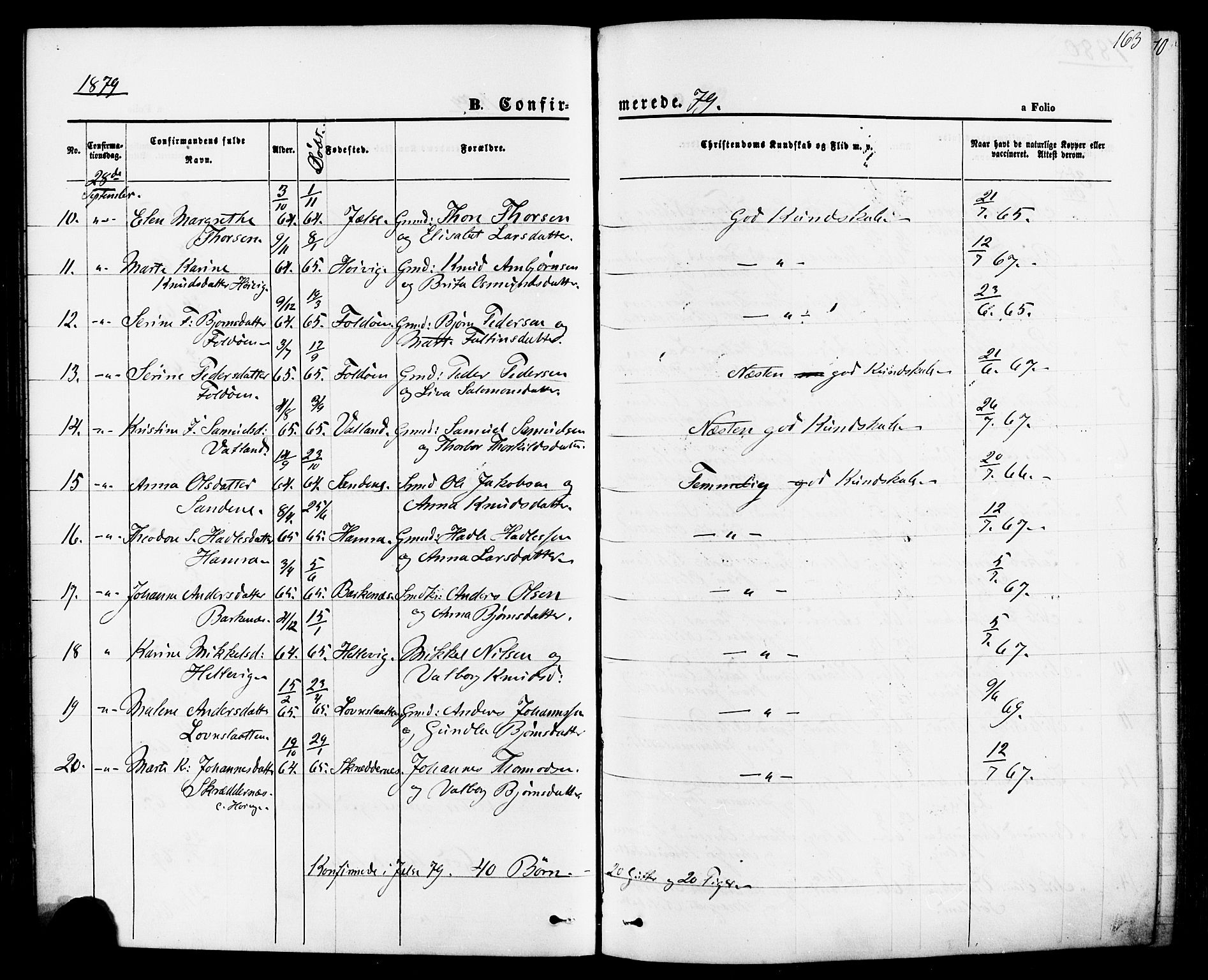 Jelsa sokneprestkontor, AV/SAST-A-101842/01/IV: Parish register (official) no. A 8, 1867-1883, p. 163