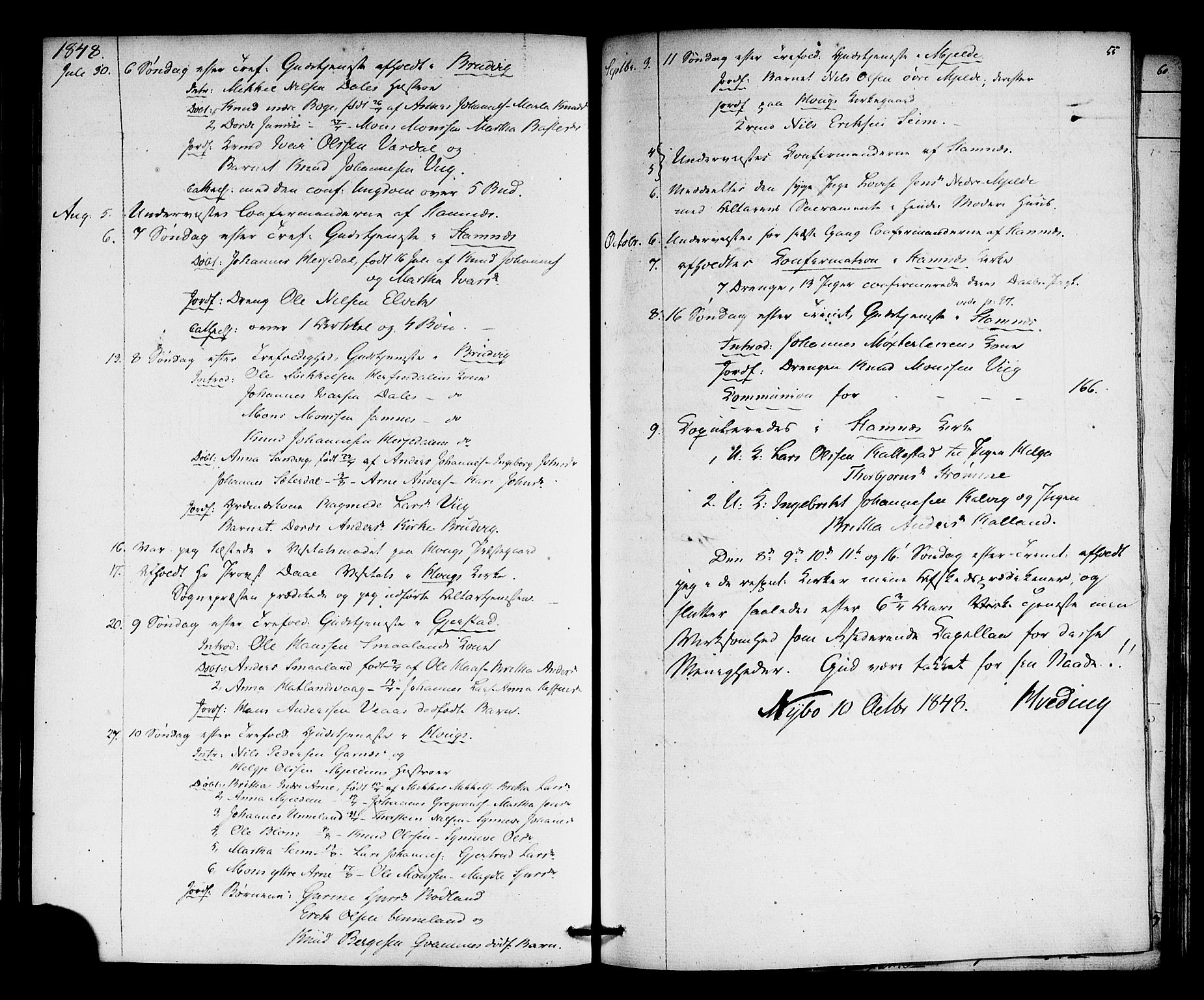 Haus sokneprestembete, AV/SAB-A-75601: Curate's parish register no. A 2, 1841-1850, p. 55