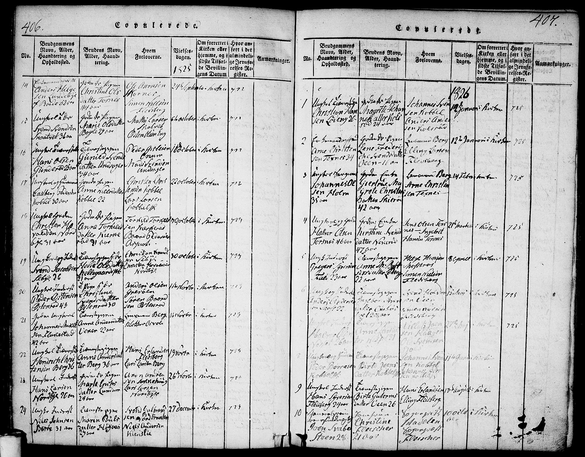 Våler prestekontor Kirkebøker, SAO/A-11083/F/Fa/L0005: Parish register (official) no. I 5, 1815-1839, p. 406-407