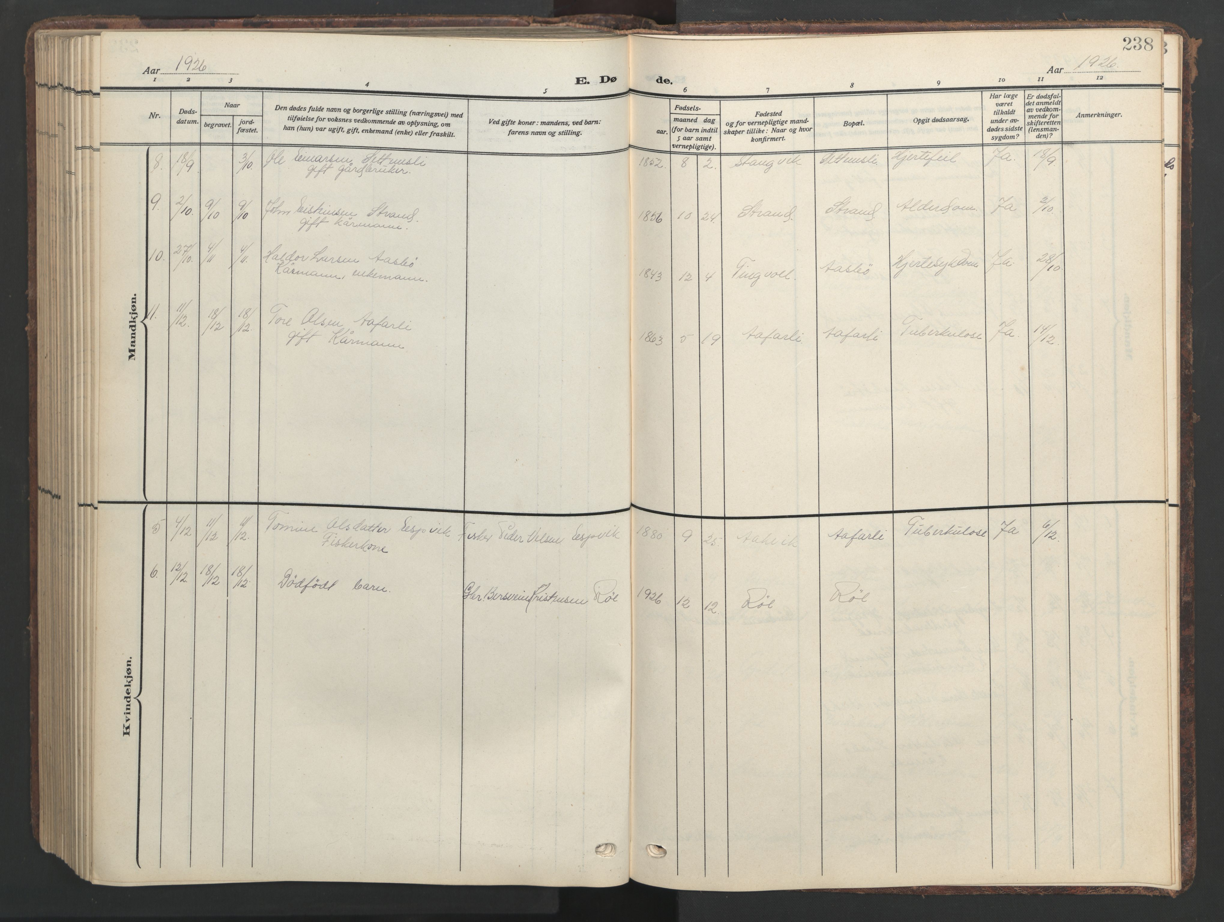 Ministerialprotokoller, klokkerbøker og fødselsregistre - Møre og Romsdal, AV/SAT-A-1454/576/L0891: Parish register (copy) no. 576C02, 1909-1946, p. 238