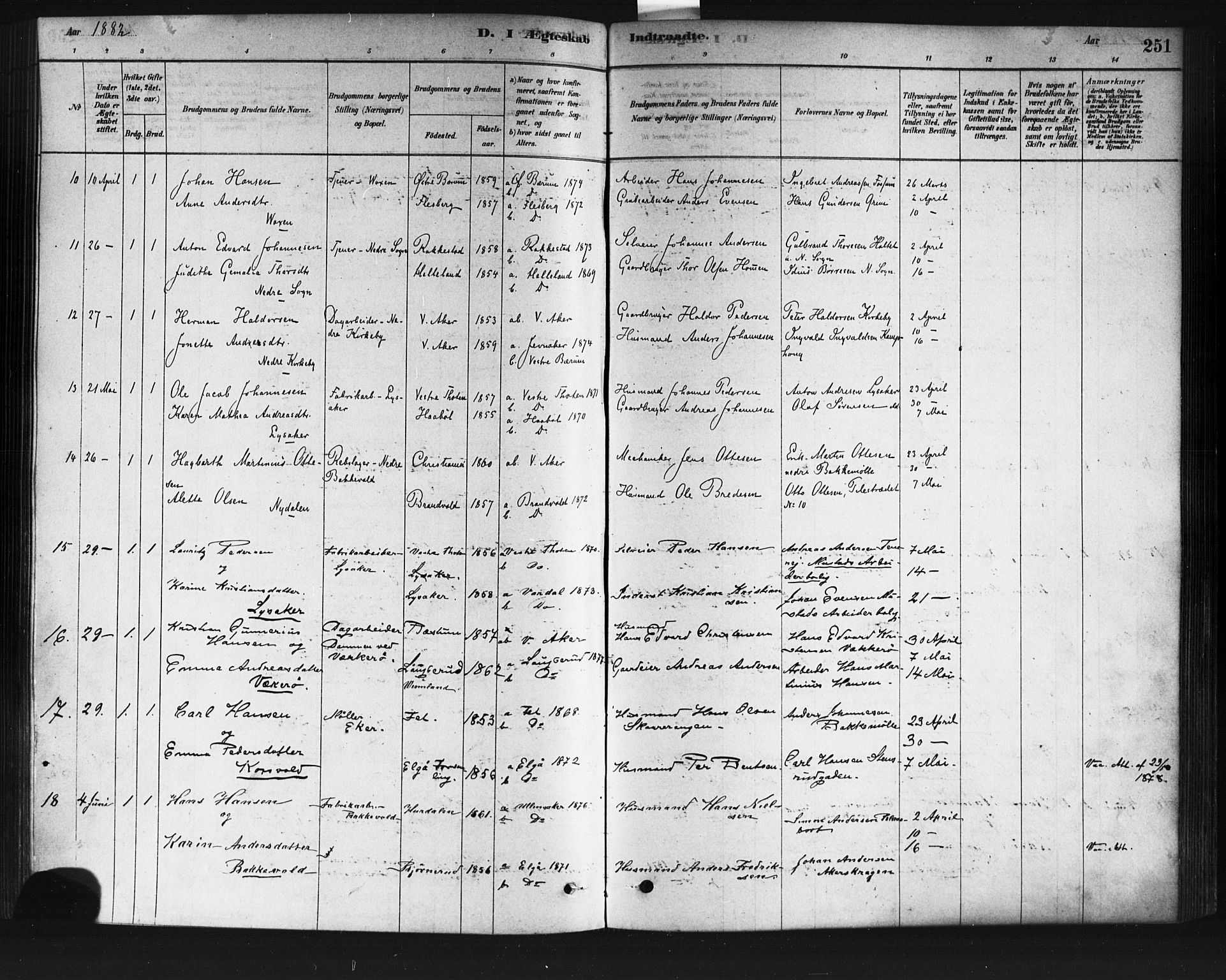 Vestre Aker prestekontor Kirkebøker, SAO/A-10025/F/Fa/L0008: Parish register (official) no. 8, 1878-1903, p. 251
