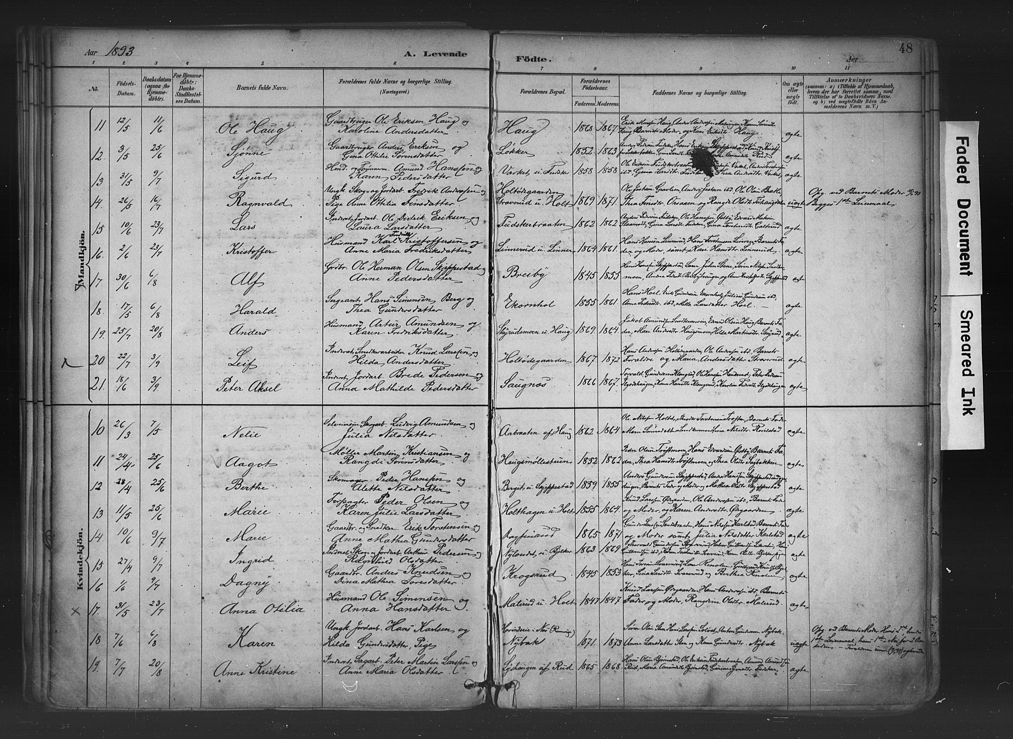 Nord-Odal prestekontor, SAH/PREST-032/H/Ha/Haa/L0006: Parish register (official) no. 6, 1886-1901, p. 48