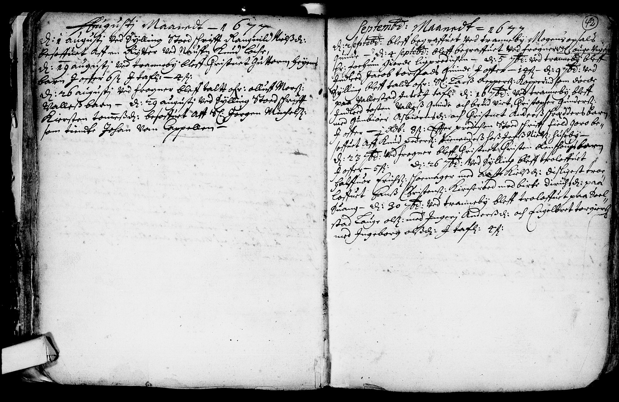 Lier kirkebøker, AV/SAKO-A-230/F/Fa/L0001: Parish register (official) no. I 1, 1672-1701, p. 42