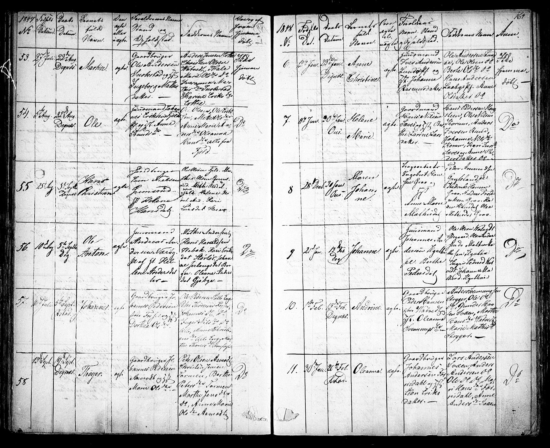 Rakkestad prestekontor Kirkebøker, AV/SAO-A-2008/F/Fa/L0008: Parish register (official) no. I 8, 1842-1849, p. 163-164