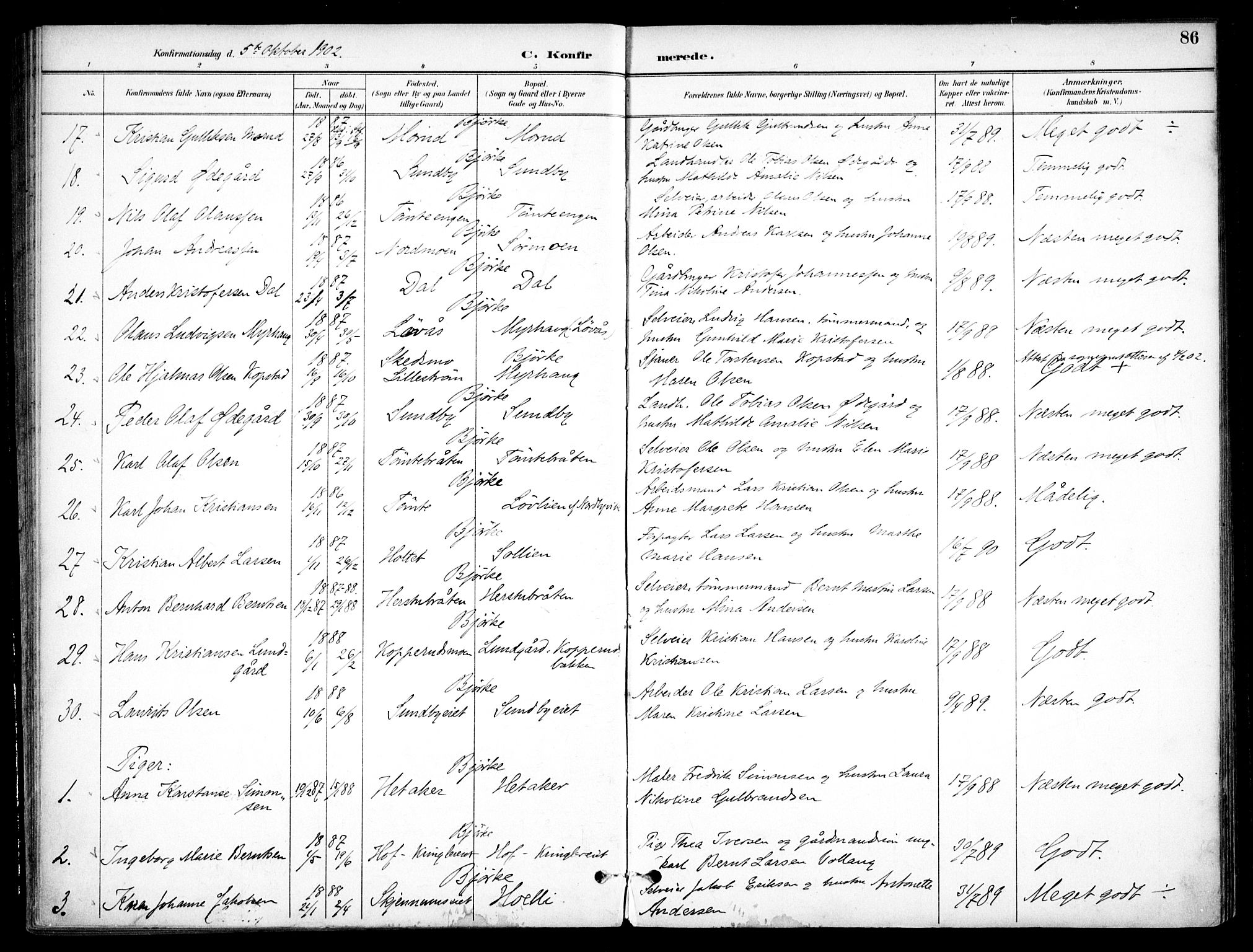 Nannestad prestekontor Kirkebøker, SAO/A-10414a/F/Fc/L0002: Parish register (official) no. III 2, 1893-1907, p. 86
