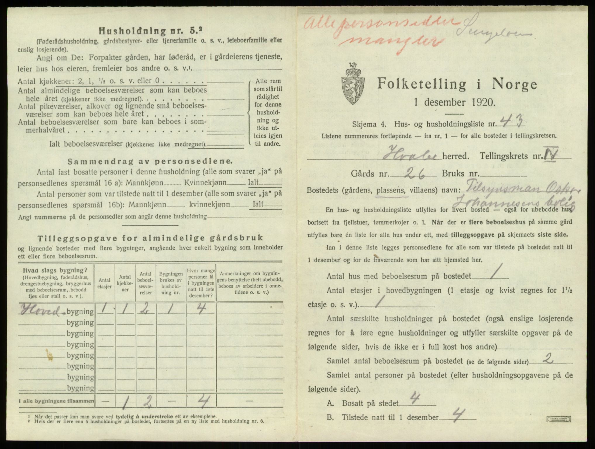 SAO, 1920 census for Hvaler, 1920, p. 829