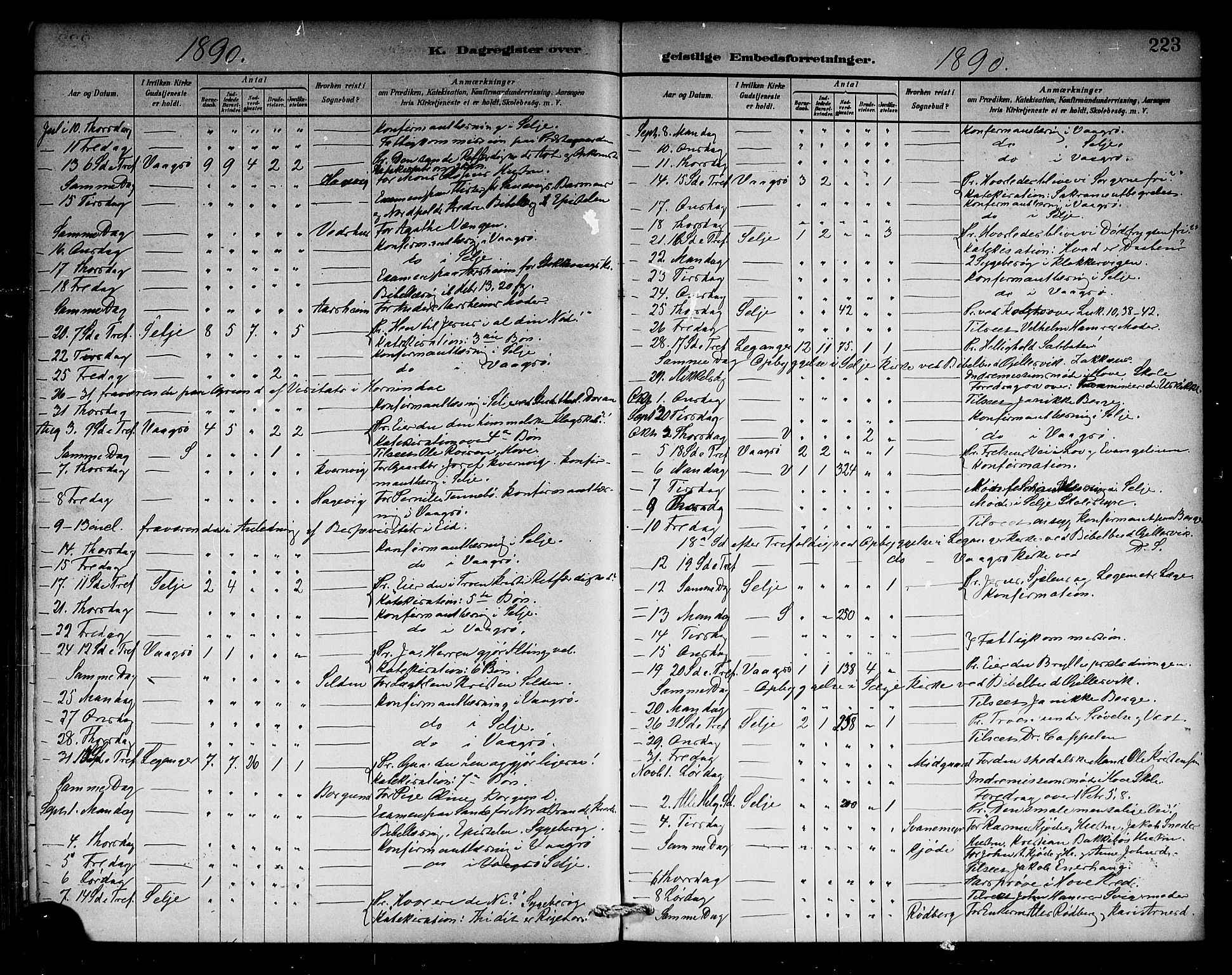 Selje sokneprestembete, AV/SAB-A-99938/H/Ha/Haa/Haab: Parish register (official) no. B 1, 1881-1890, p. 223