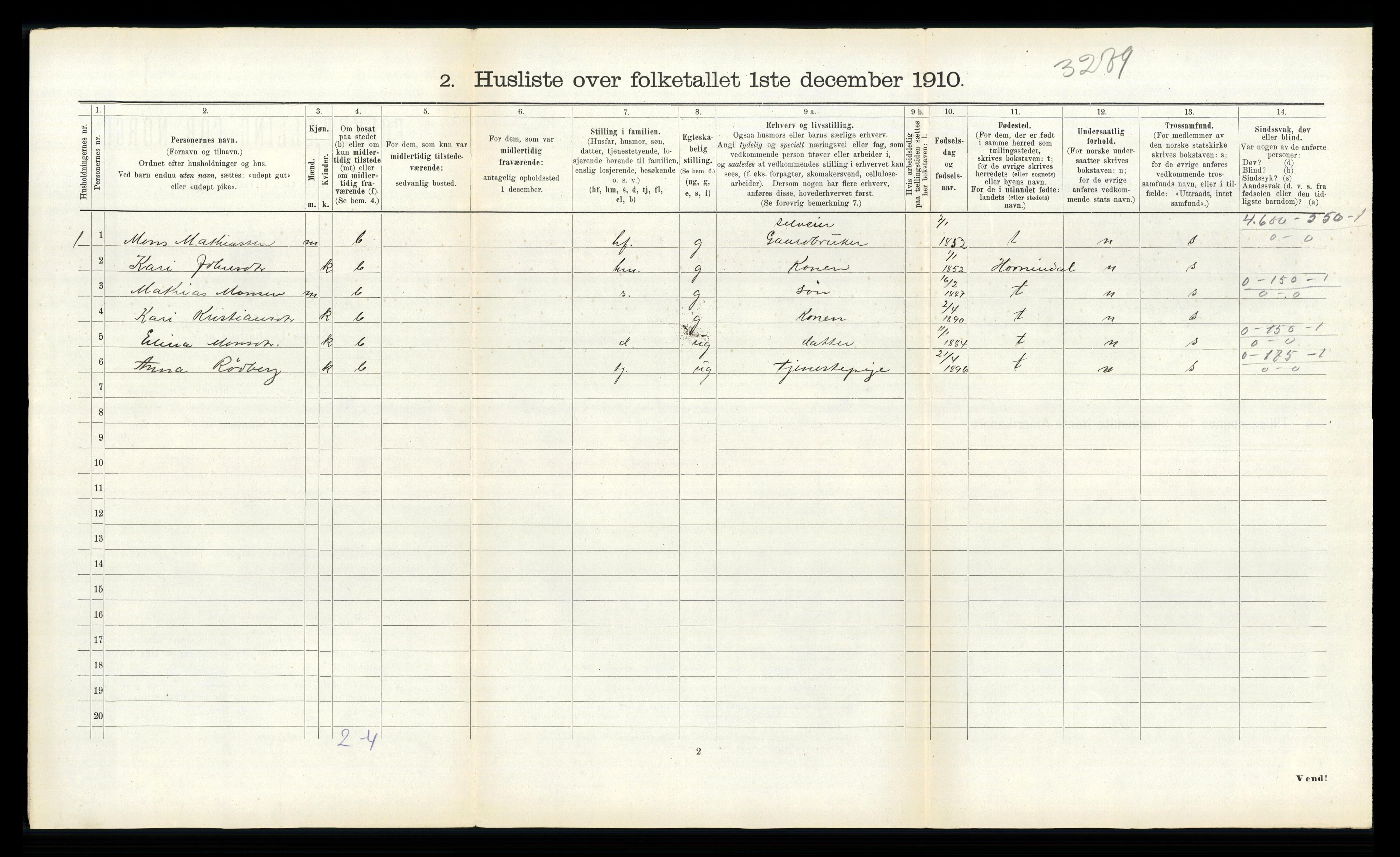 RA, 1910 census for Innvik, 1910, p. 71