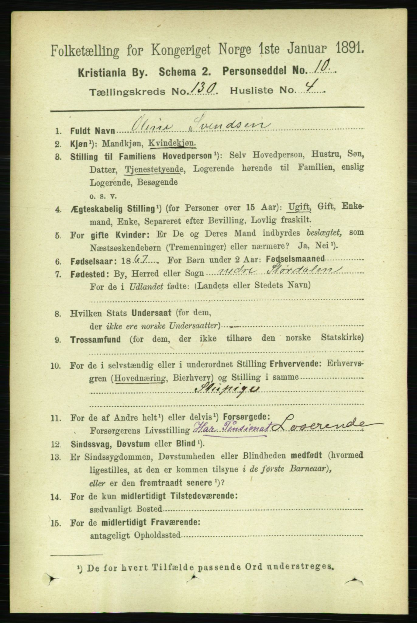 RA, 1891 census for 0301 Kristiania, 1891, p. 70103