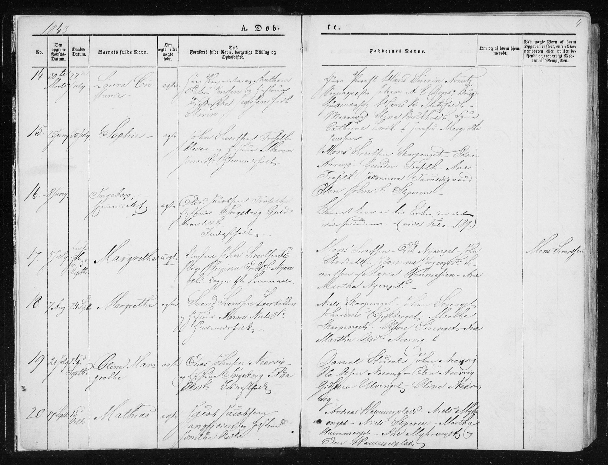 Ministerialprotokoller, klokkerbøker og fødselsregistre - Nord-Trøndelag, SAT/A-1458/733/L0323: Parish register (official) no. 733A02, 1843-1870, p. 4