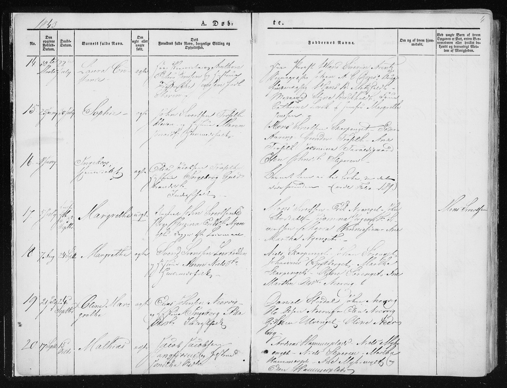 Ministerialprotokoller, klokkerbøker og fødselsregistre - Nord-Trøndelag, AV/SAT-A-1458/733/L0323: Parish register (official) no. 733A02, 1843-1870, p. 4