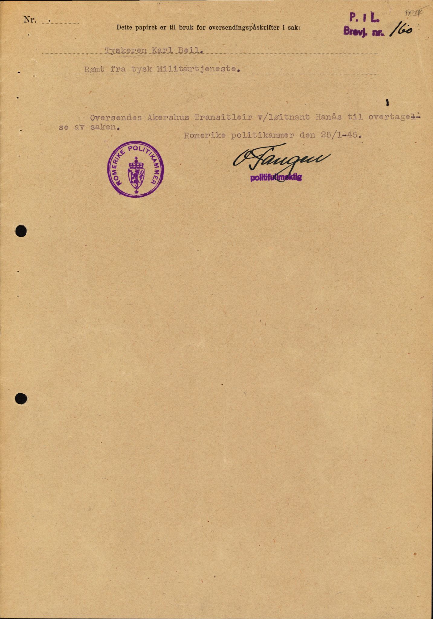 Forsvaret, Forsvarets overkommando II, AV/RA-RAFA-3915/D/Db/L0002: CI Questionaires. Tyske okkupasjonsstyrker i Norge. Tyskere., 1945-1946, p. 501