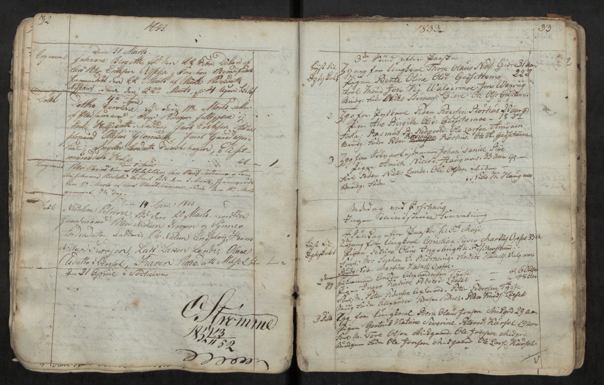 Ministerialprotokoller, klokkerbøker og fødselsregistre - Møre og Romsdal, AV/SAT-A-1454/522/L0331: Parish register (copy) no. 522C10, 1831-1841, p. 32-33