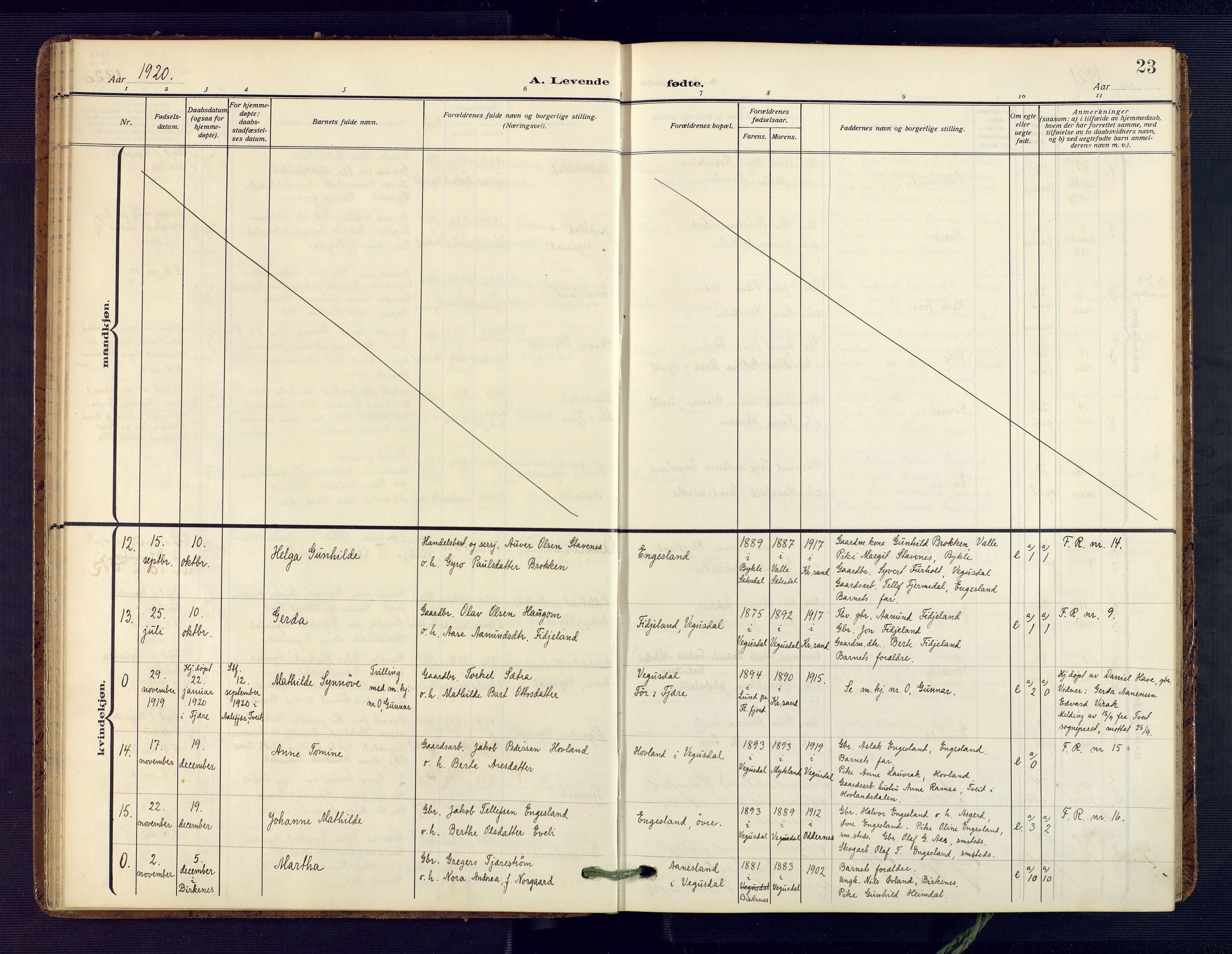 Herefoss sokneprestkontor, AV/SAK-1111-0019/F/Fa/Fab/L0005: Parish register (official) no. A 5, 1910-1932, p. 23