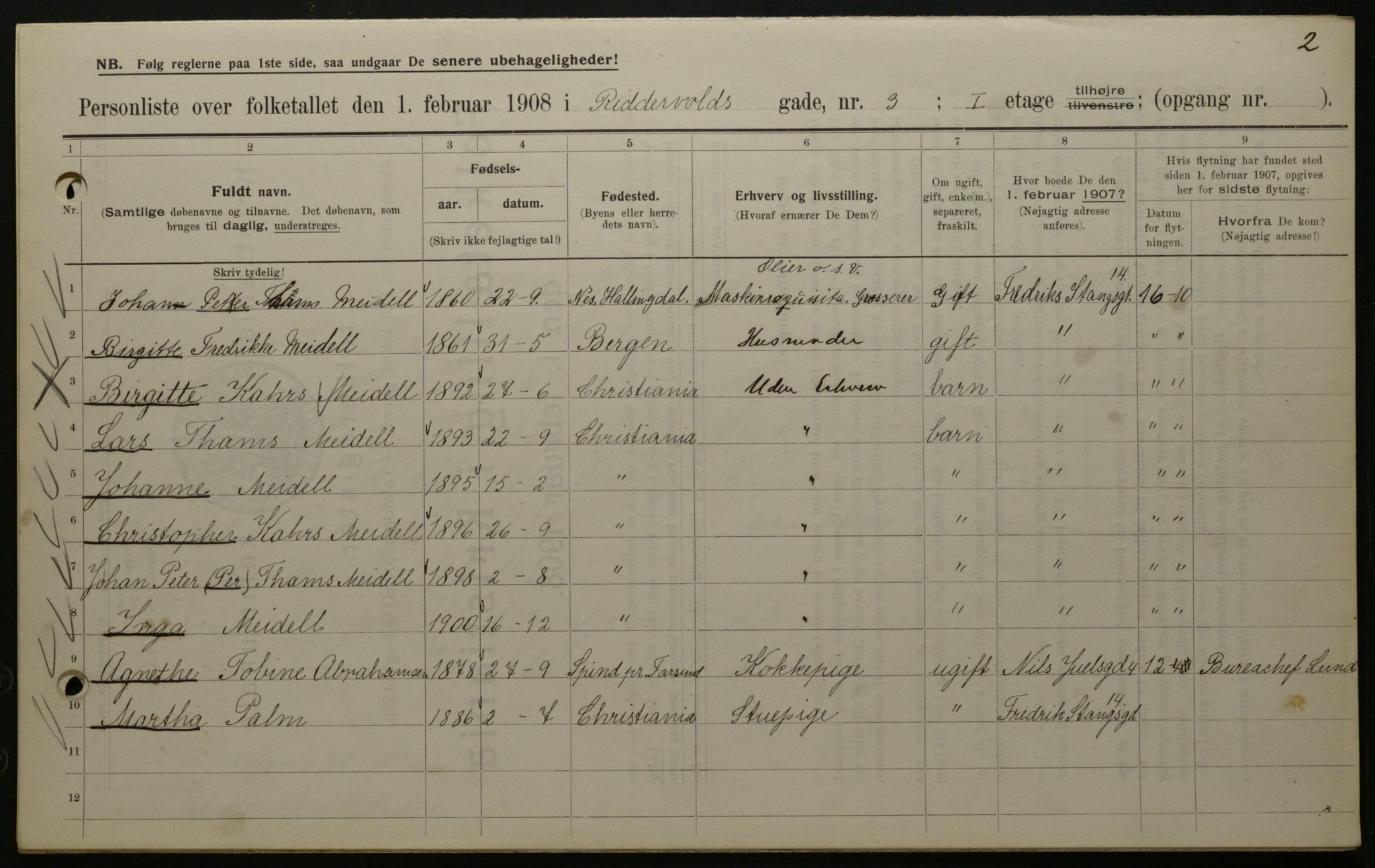 OBA, Municipal Census 1908 for Kristiania, 1908, p. 74616