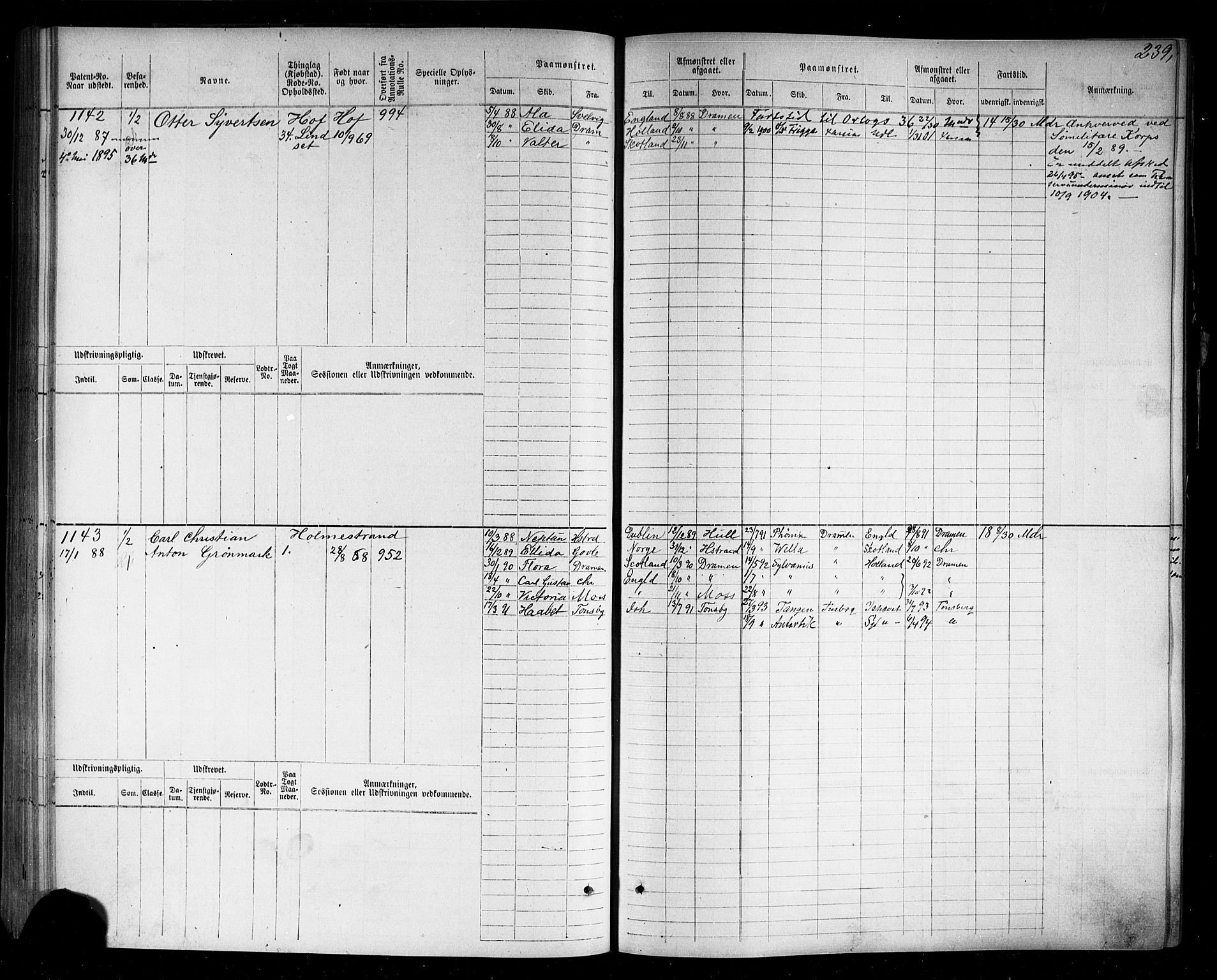 Holmestrand innrulleringskontor, SAKO/A-1151/F/Fc/L0003: Hovedrulle, 1872-1921, p. 244