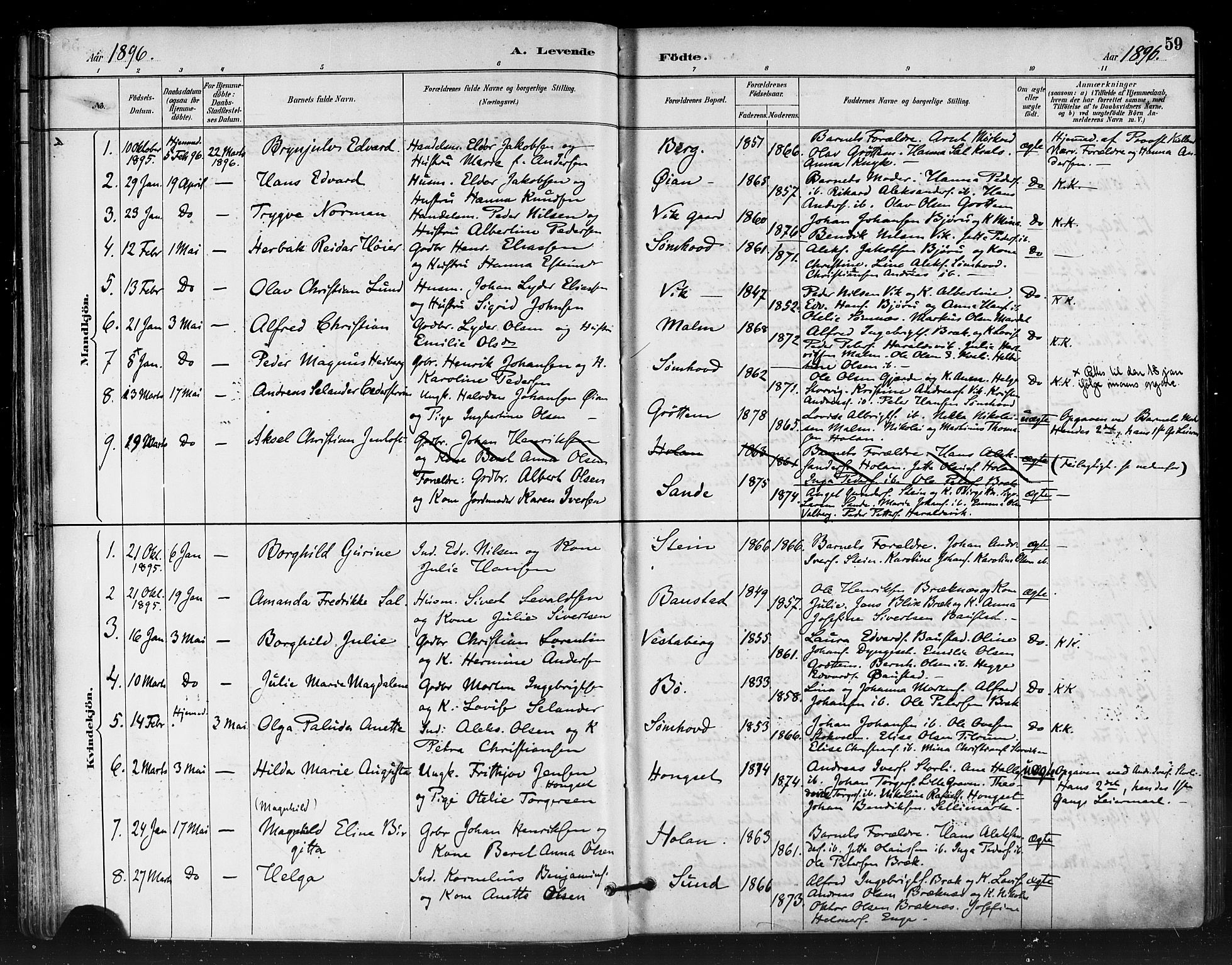 Ministerialprotokoller, klokkerbøker og fødselsregistre - Nordland, SAT/A-1459/812/L0178: Parish register (official) no. 812A07, 1886-1900, p. 59
