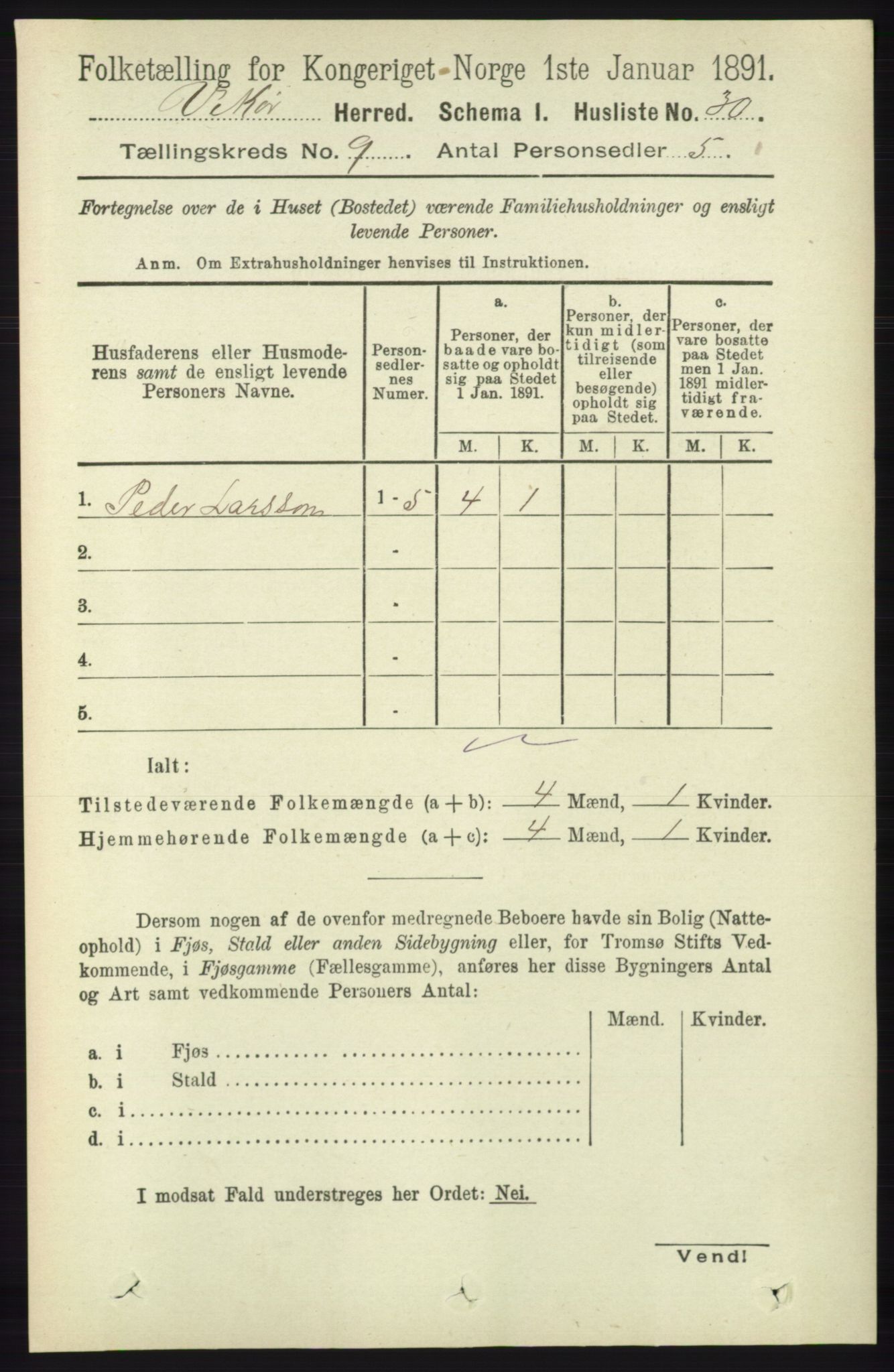 RA, 1891 census for 1238 Vikør, 1891, p. 2649
