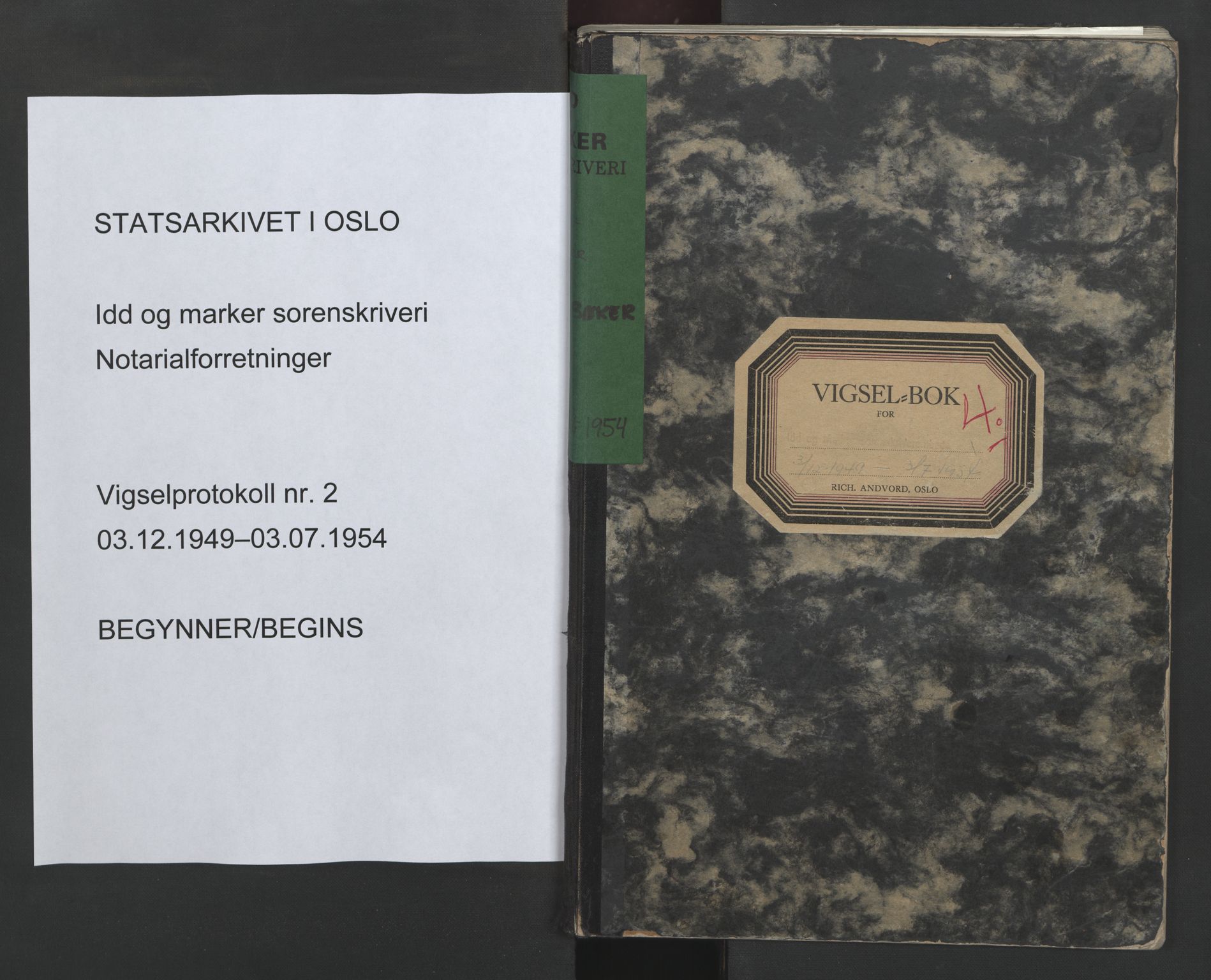 Idd og Marker sorenskriveri, SAO/A-10283/L/Lc/L0002: Vigselsbok, 1949-1954
