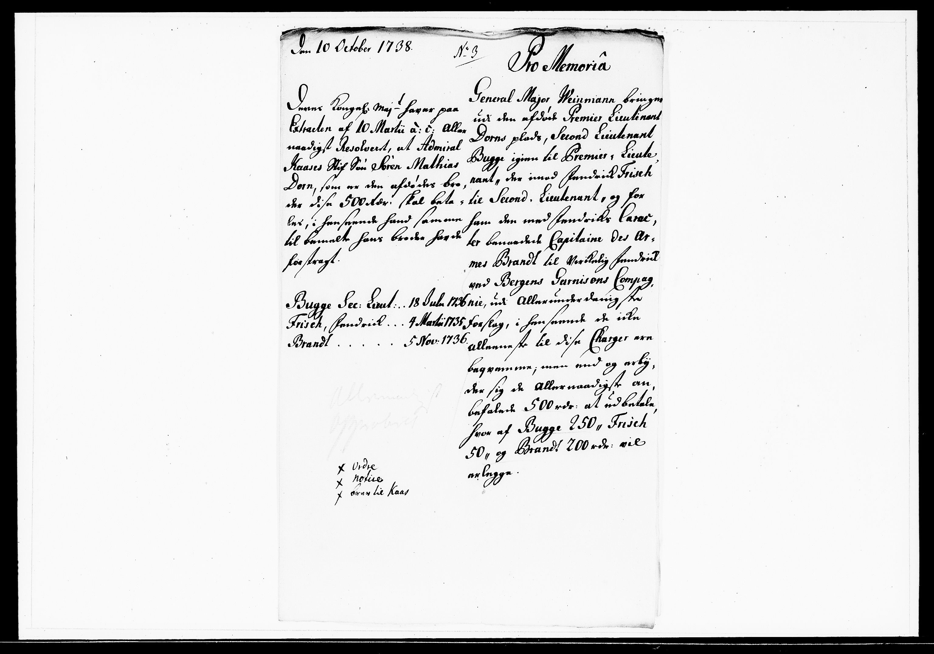 Krigskollegiet, Krigskancelliet, DRA/A-0006/-/1143-1150: Refererede sager, 1738, p. 452